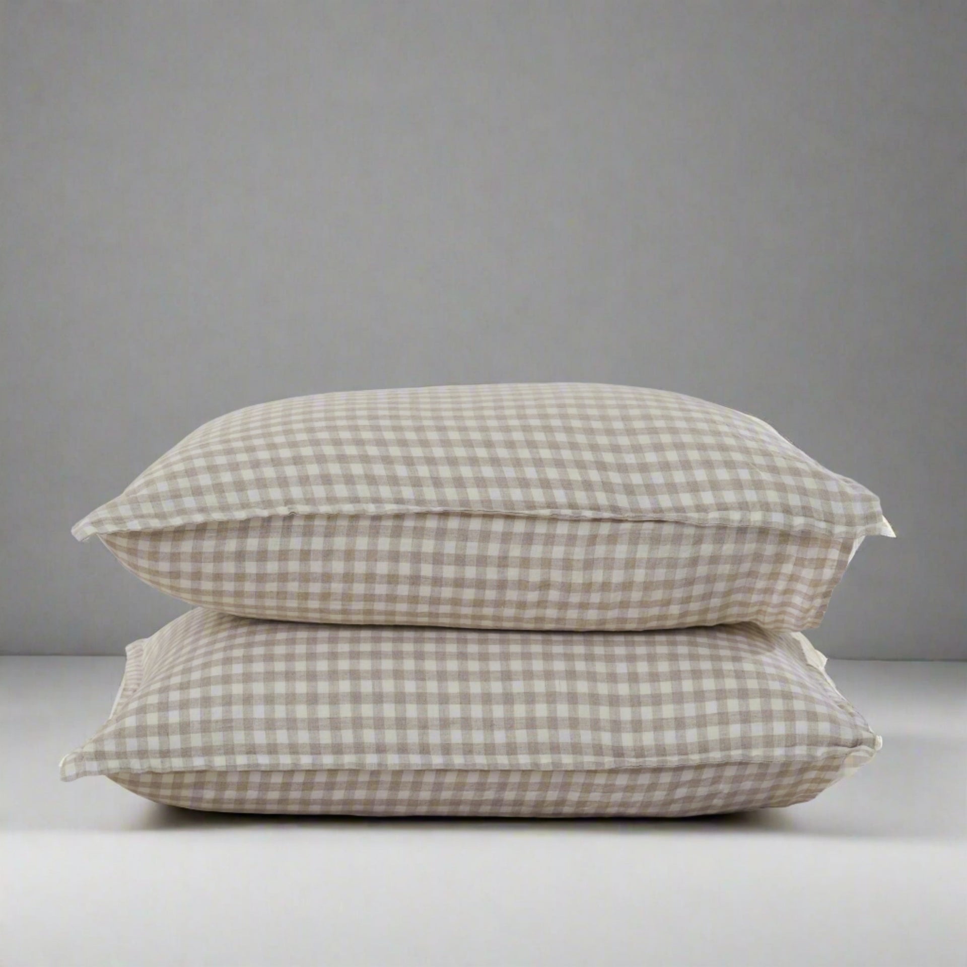 Linen Sheet Set - Beige Gingham