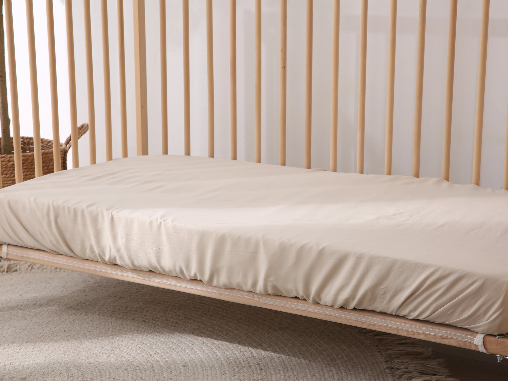 Fitted Cot Sheet - SAND - 100% Washed Eucalyptus