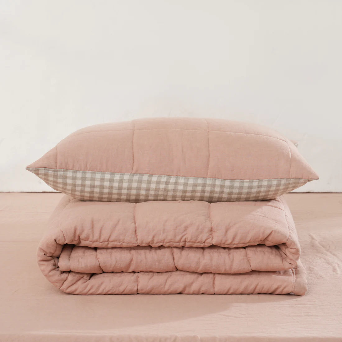 Quilted Linen Pillowcase (One (1) Pillowcase)