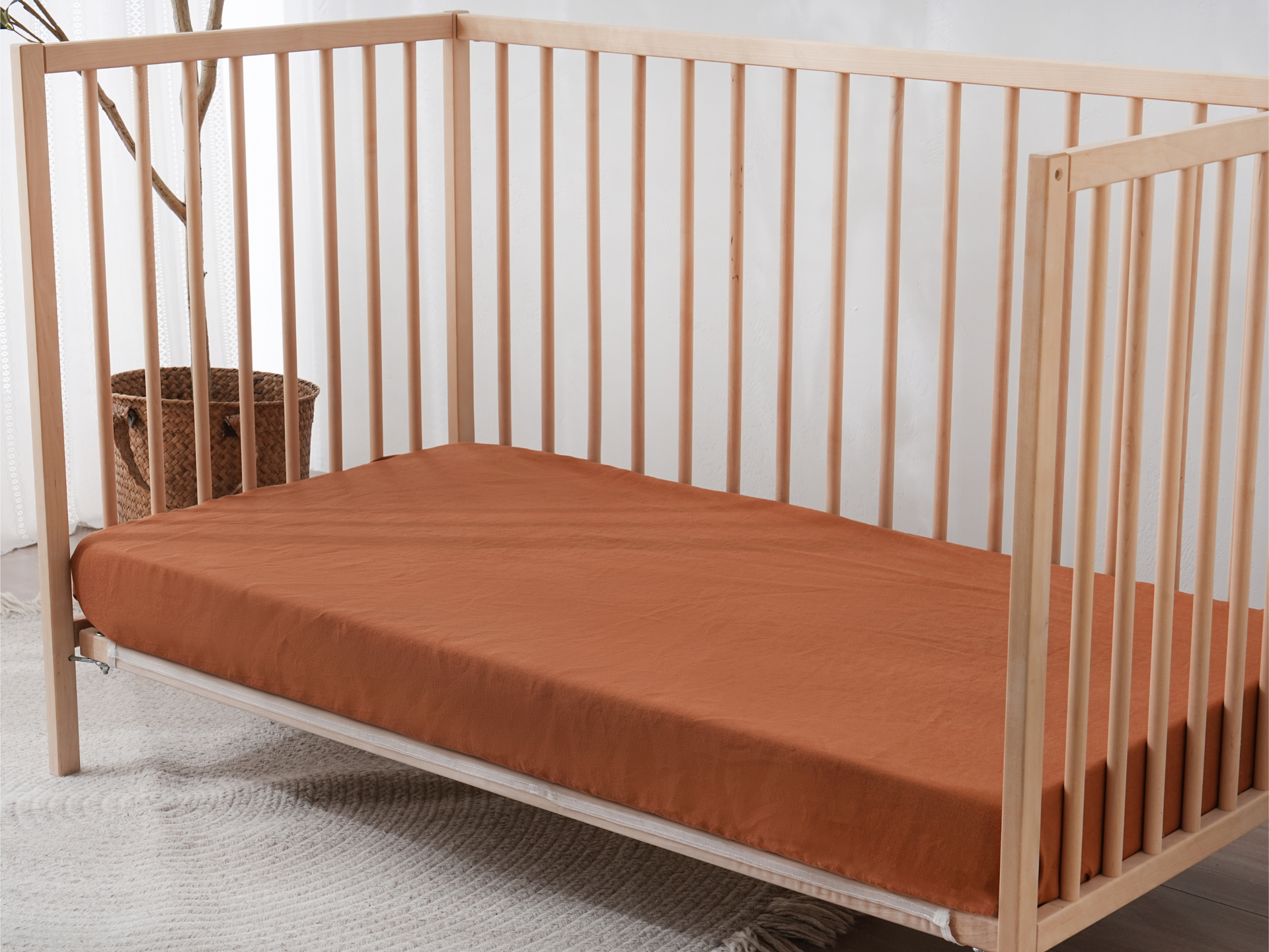 Linen Fitted Cot Sheet - Clay