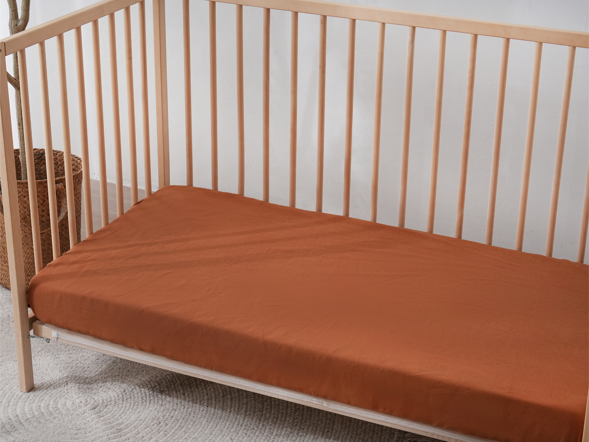 Linen Fitted Cot Sheet - Clay