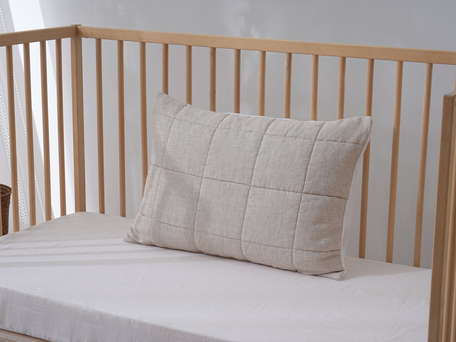 Quilted Linen Cot Pillowcase (42cm X 60cm)