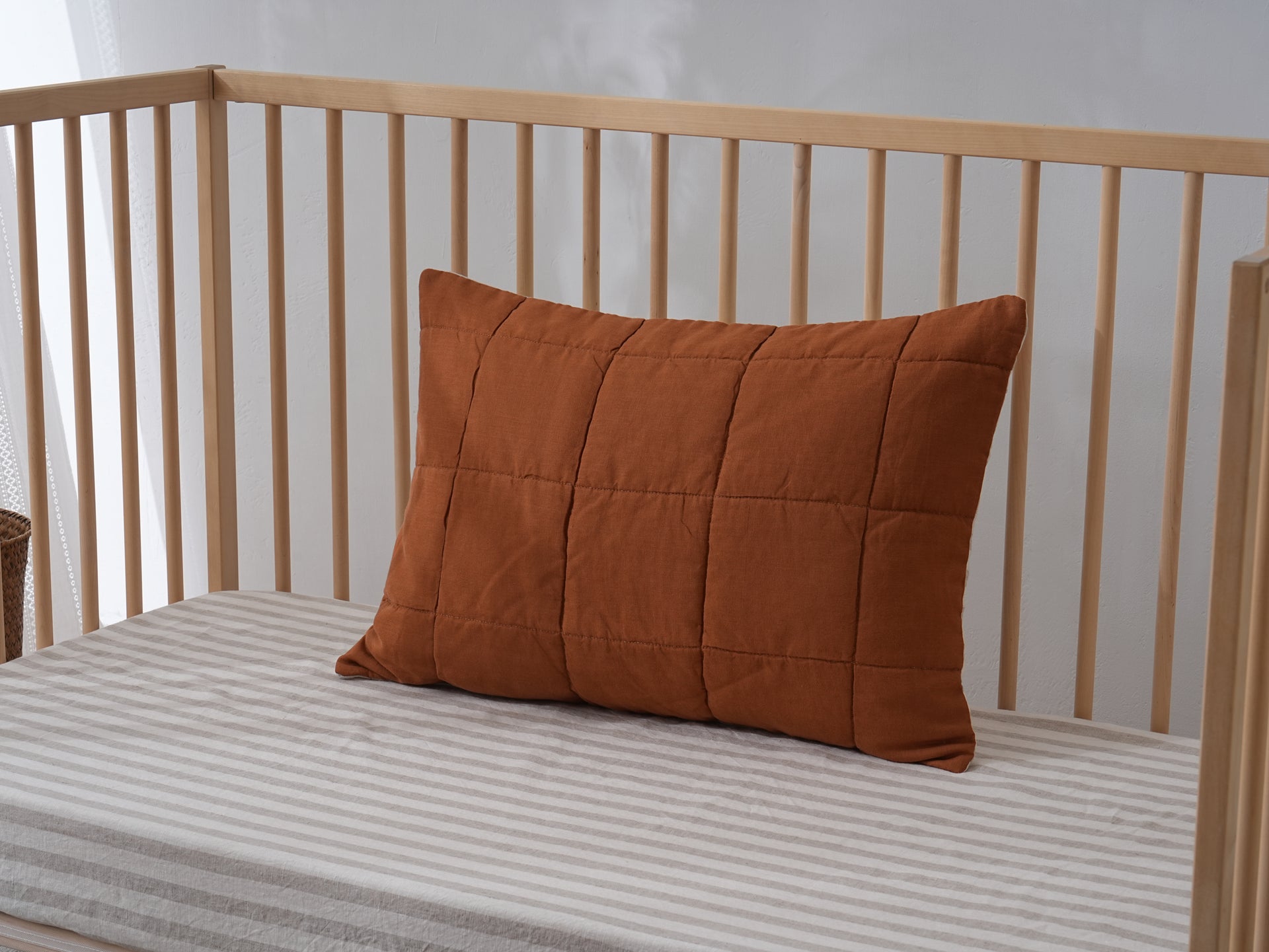 Quilted Linen Cot Pillowcase (42cm X 60cm)