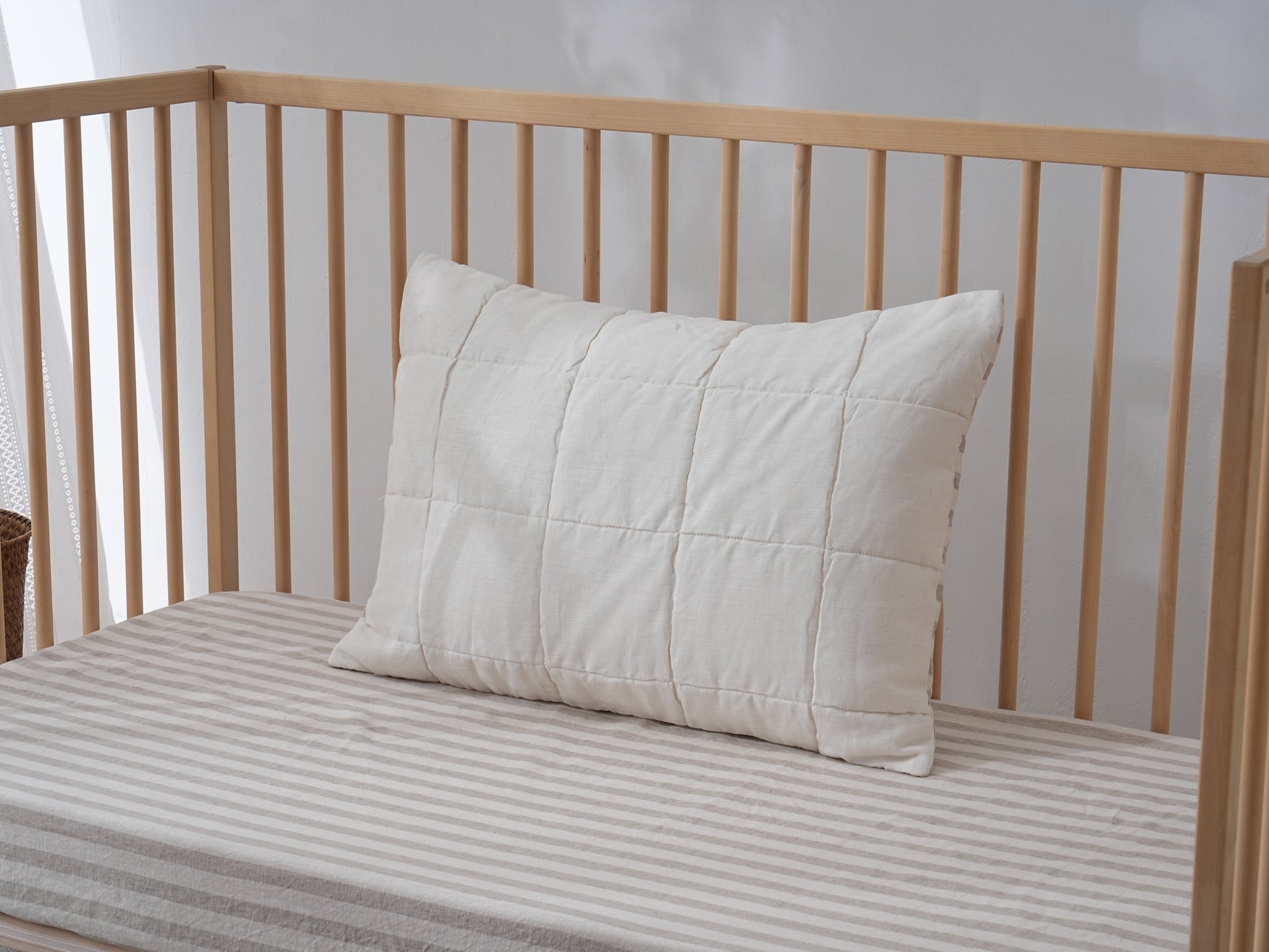Quilted Linen Cot Pillowcase (42cm X 60cm)