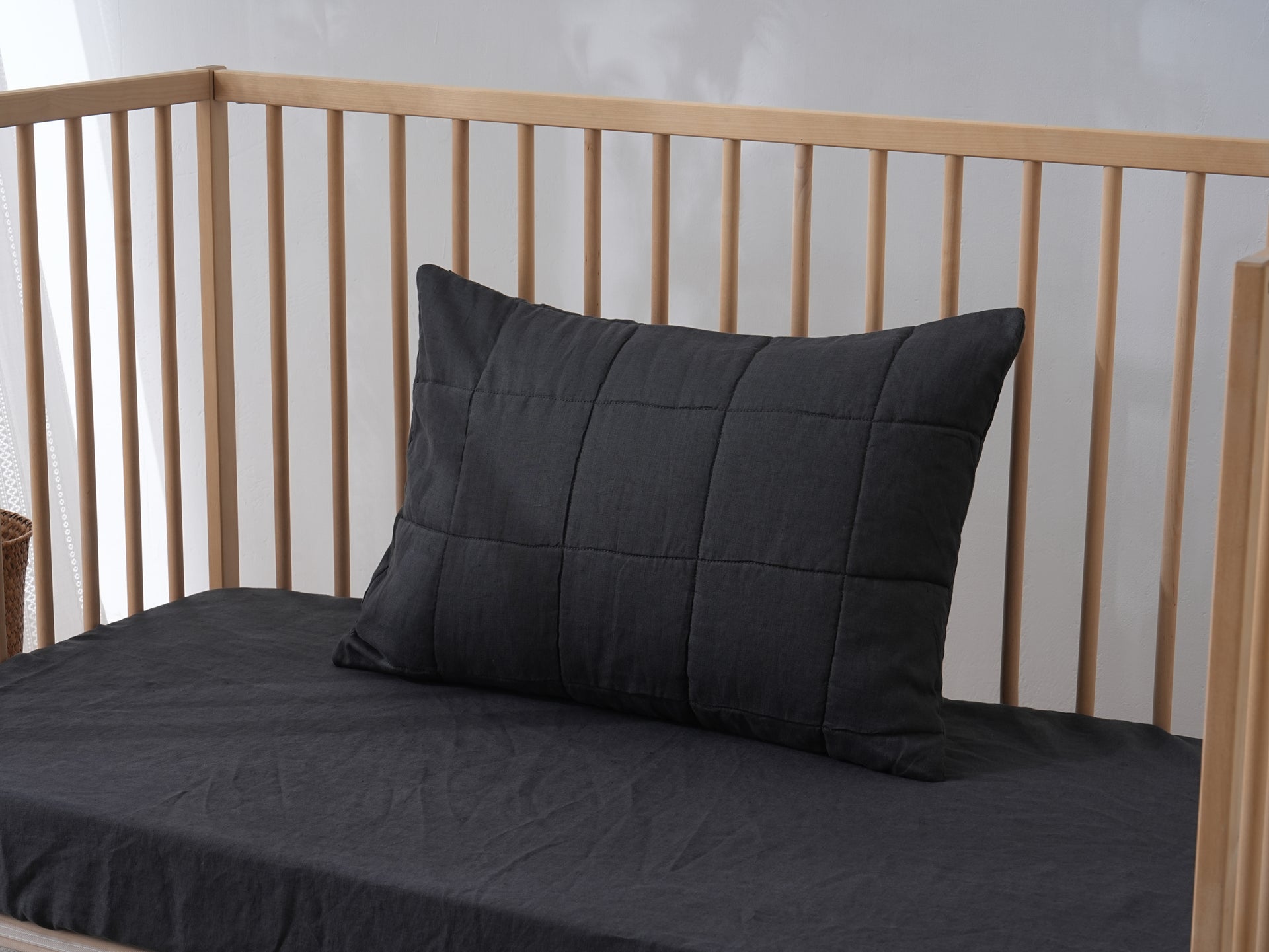 Quilted Linen Cot Pillowcase (42cm X 60cm)