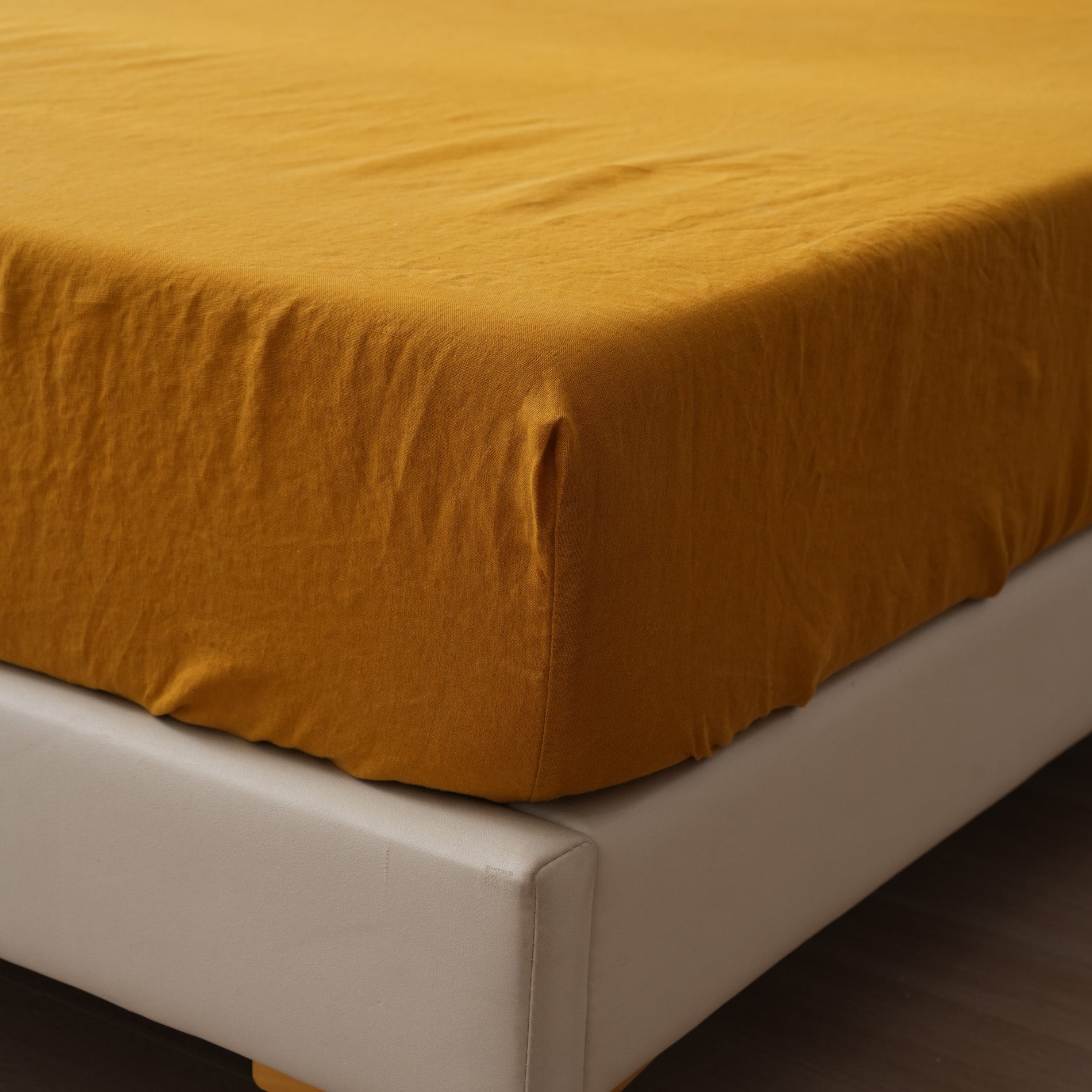 Linen Fitted Sheet - Turmeric