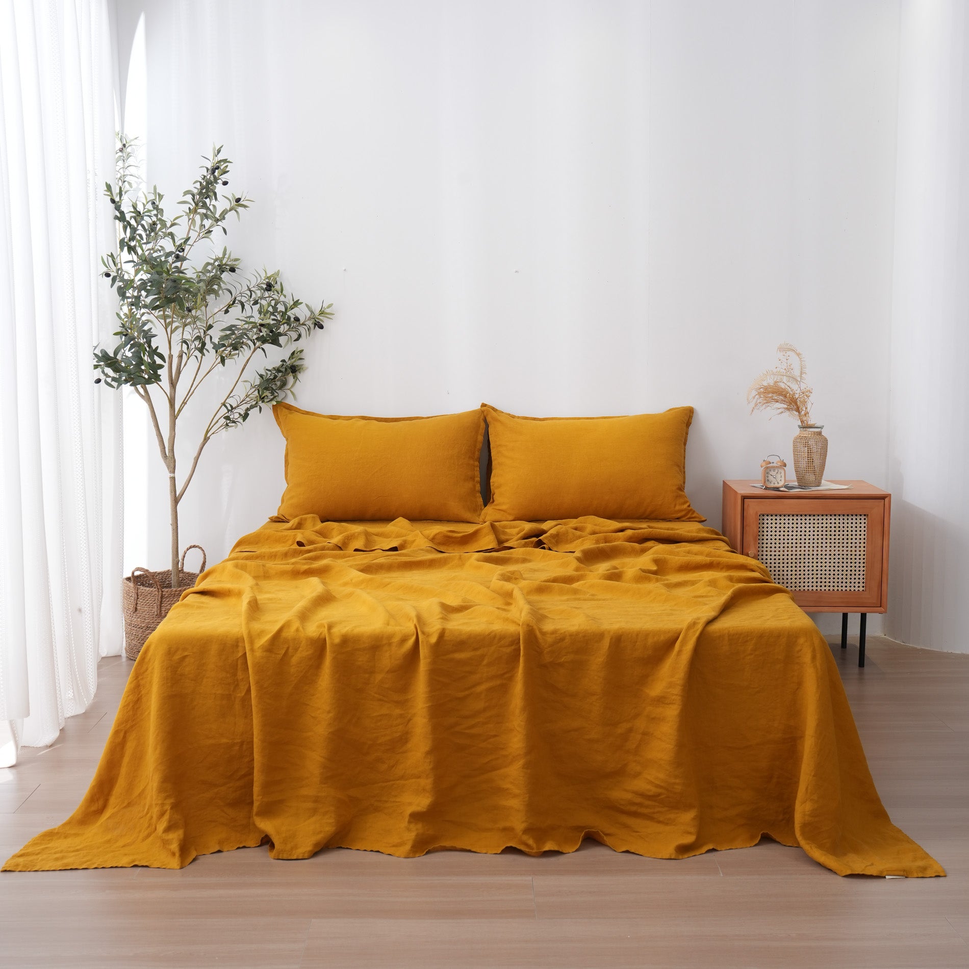 Linen Flat Sheet - Turmeric