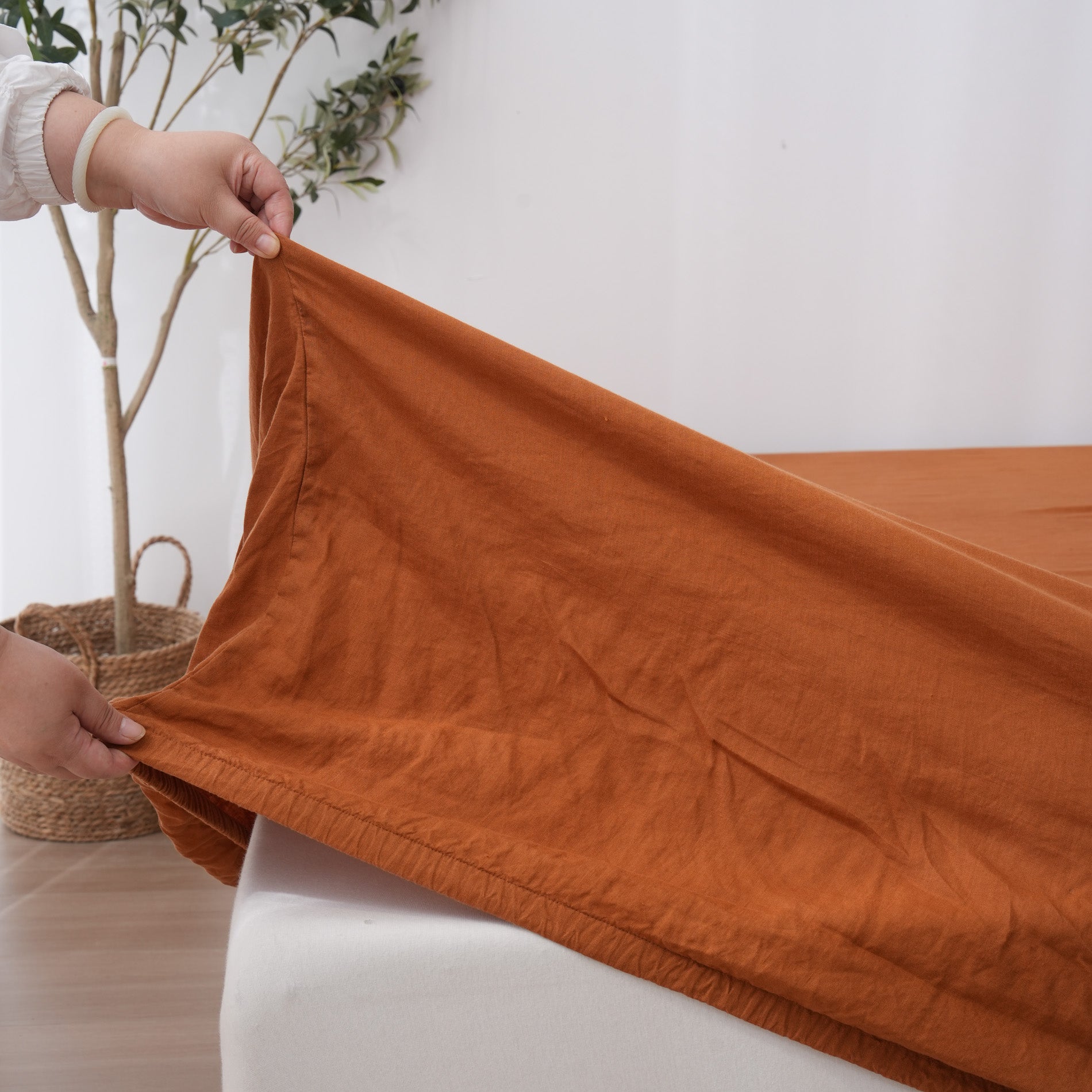 Linen Fitted Sheet - Clay