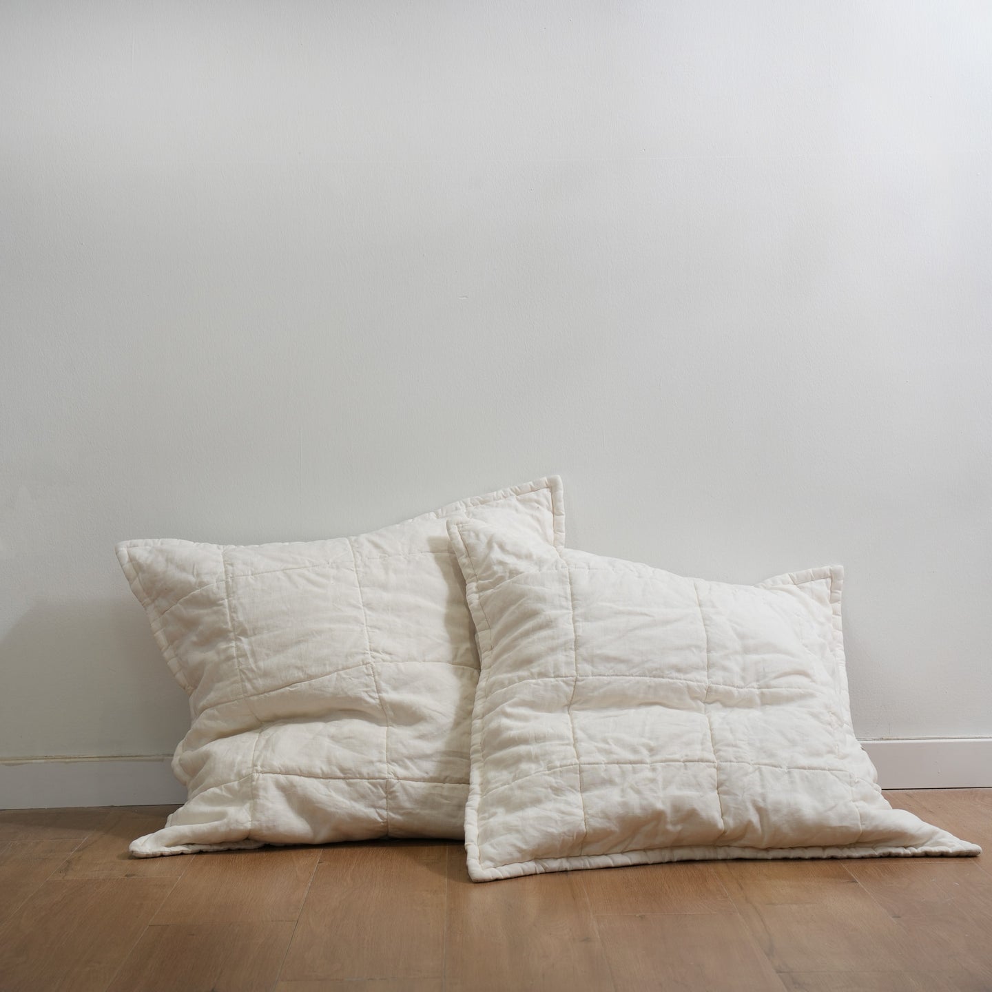 Quilted European Pillow Cases (2) 100 French Flax Linen (Set of Two Selah + Stone