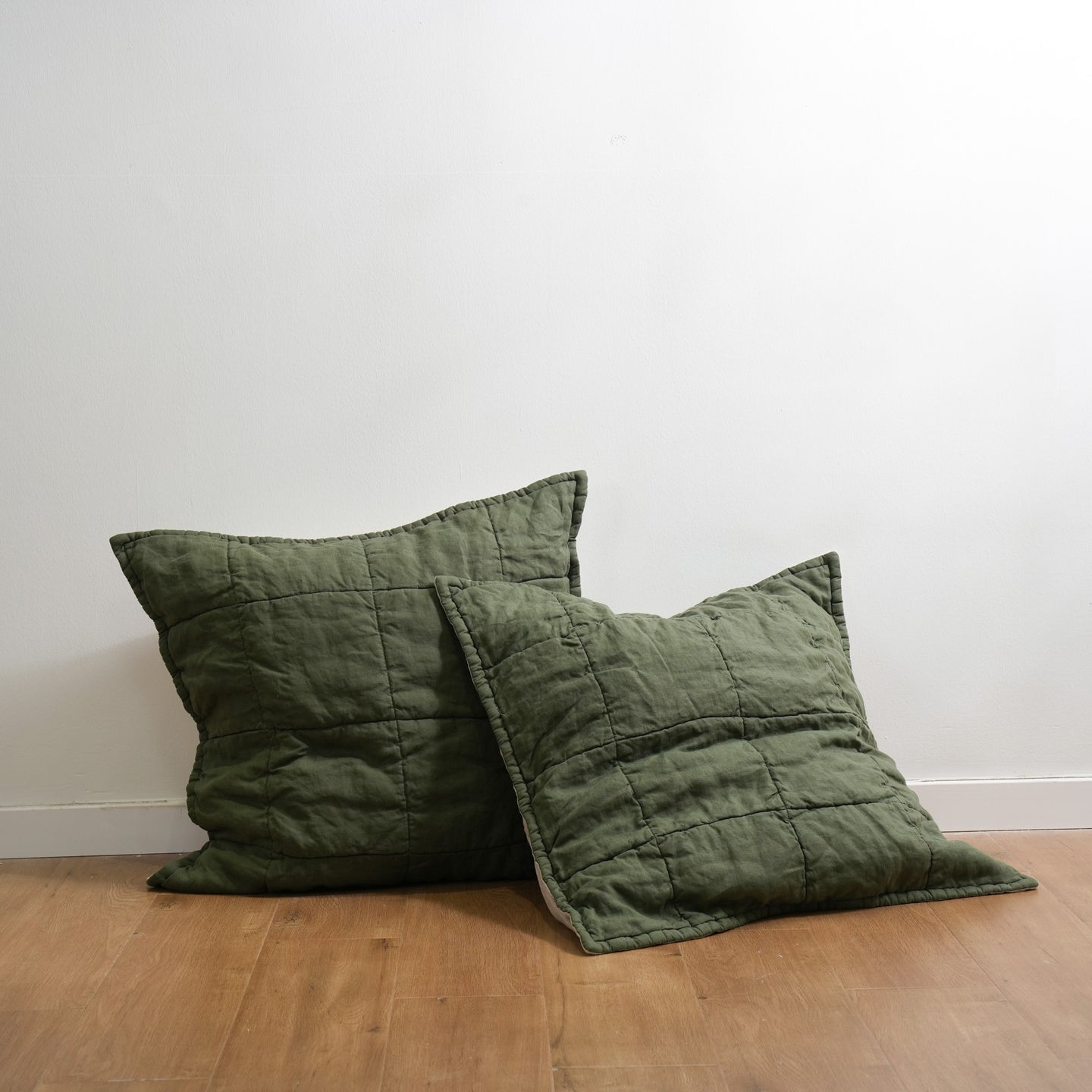 Quilted European Pillow Cases (2) 100 French Flax Linen (Set of Two Selah + Stone