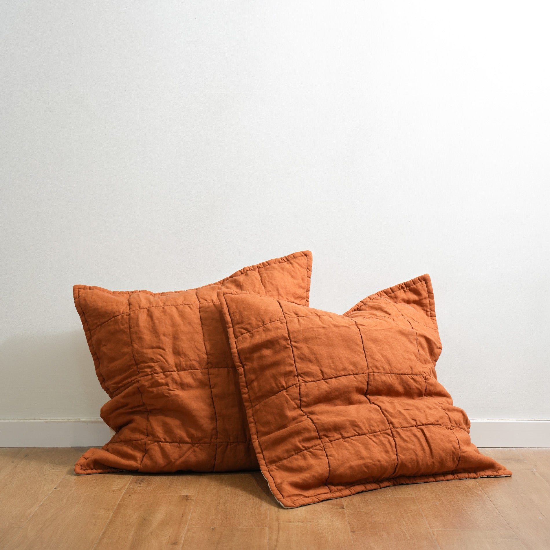 Quilted Linen European Pillowcases (Set of Two)