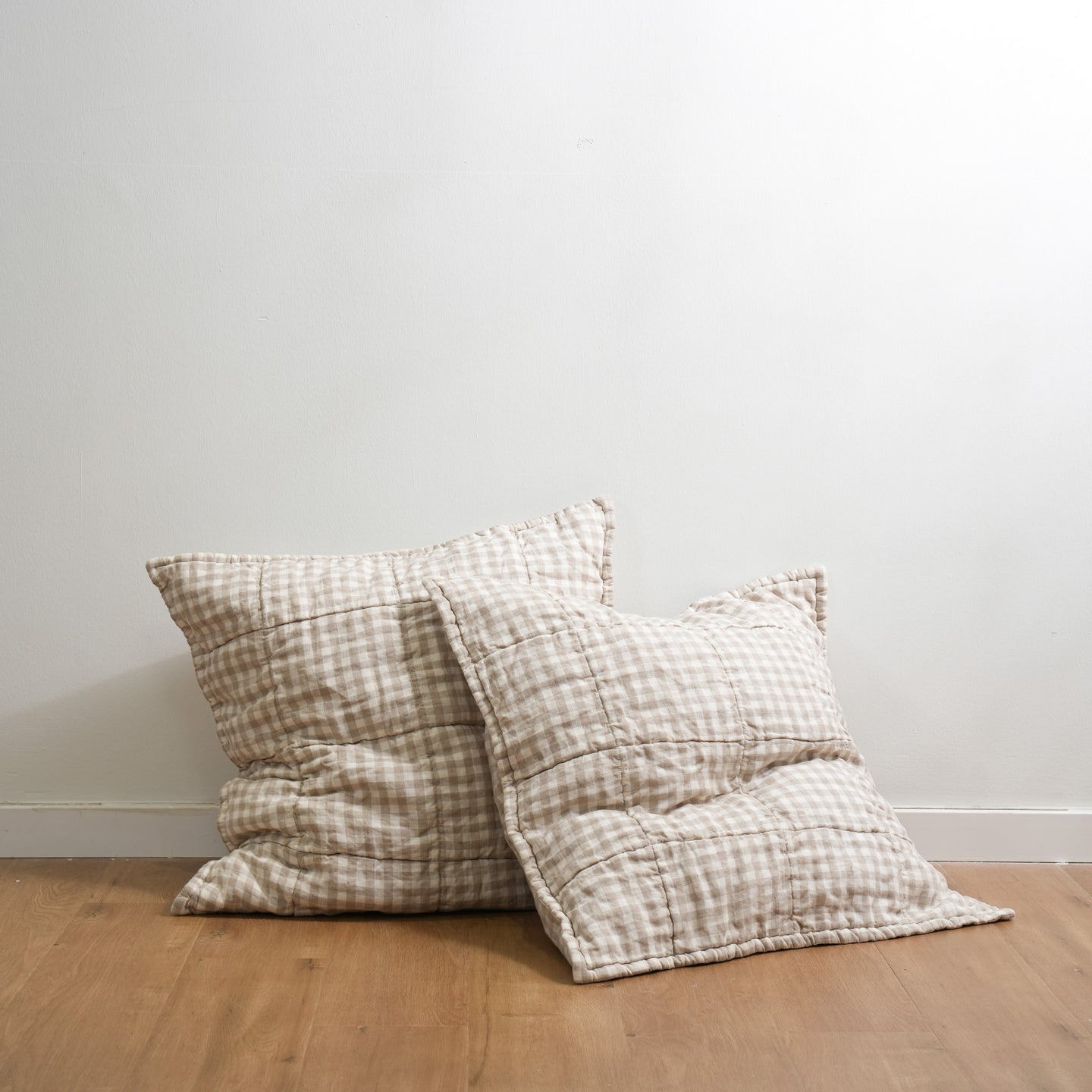 Quilted European Pillow Cases (2) 100 French Flax Linen (Set of Two Selah + Stone