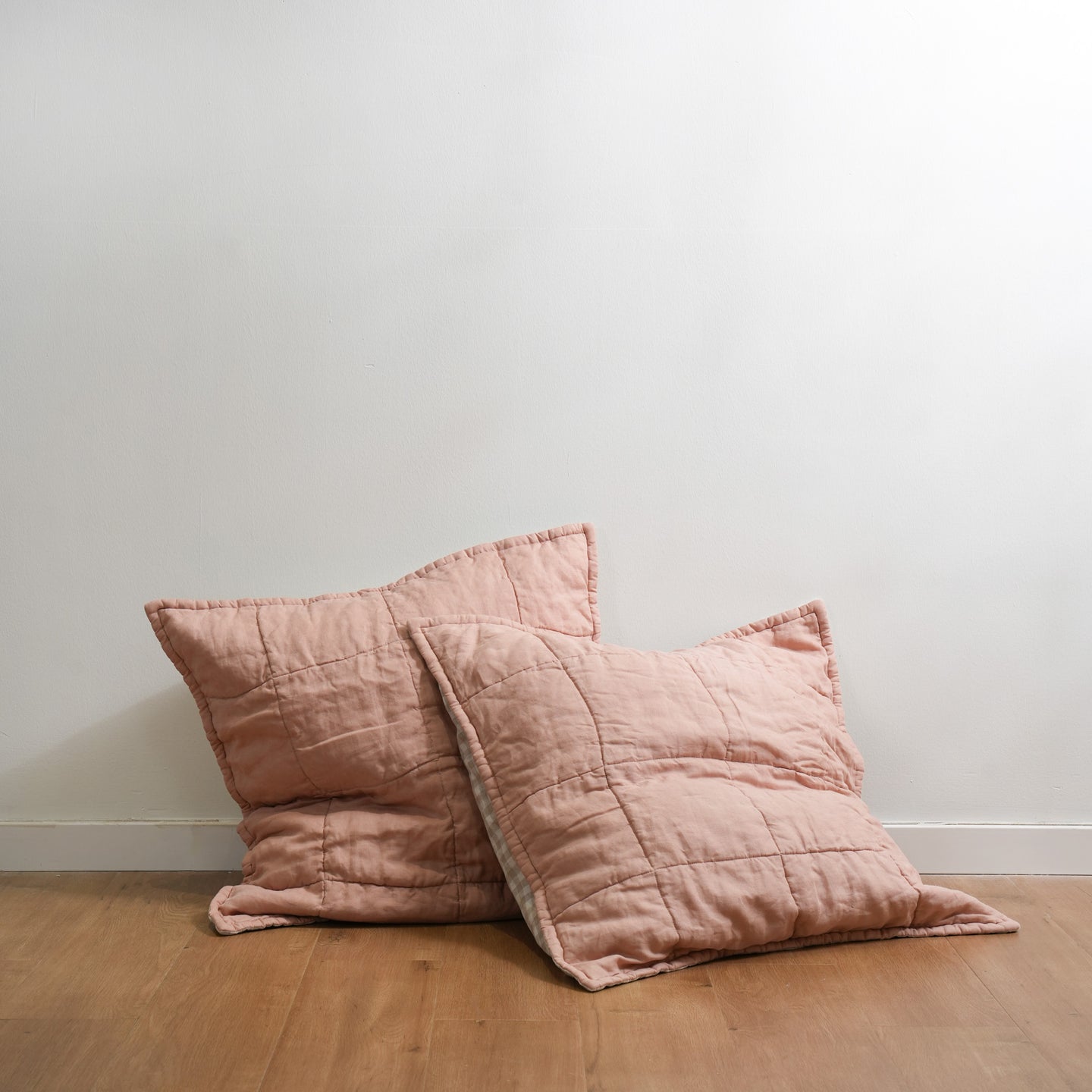 Quilted European Pillow Cases (2) 100 French Flax Linen (Set of Two Selah + Stone