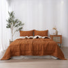 Quilted Linen Blanket - Clay + Sand Stripe