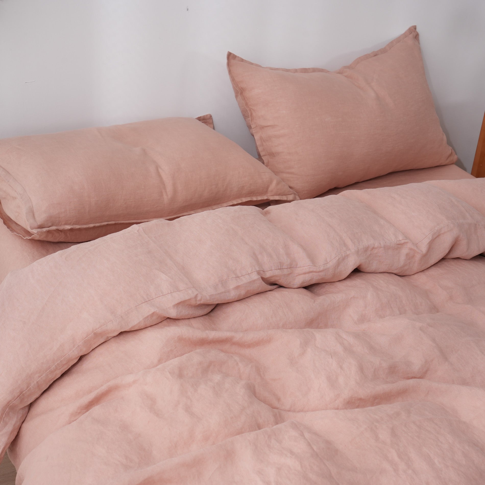 Linen Duvet Cover + Pillowcases - Pink Clay