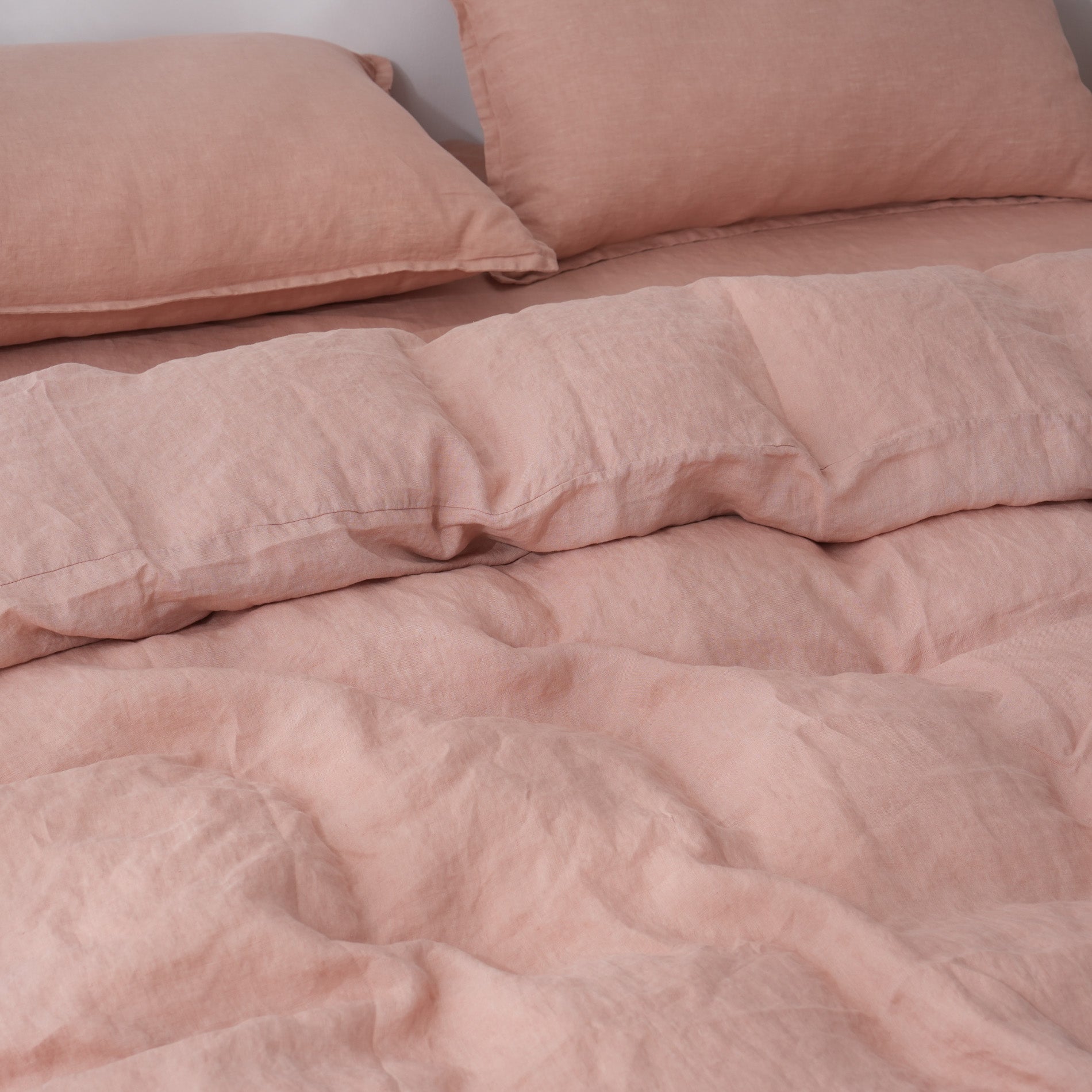 Linen Duvet Cover + Pillowcases - Pink Clay