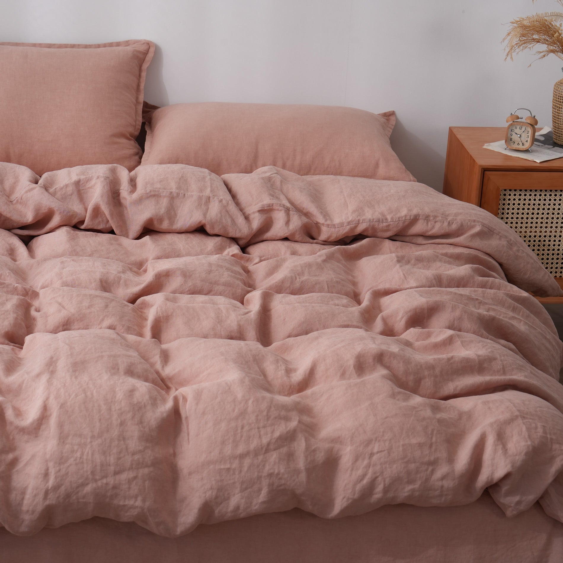 Linen Duvet Cover + Pillowcases - Pink Clay