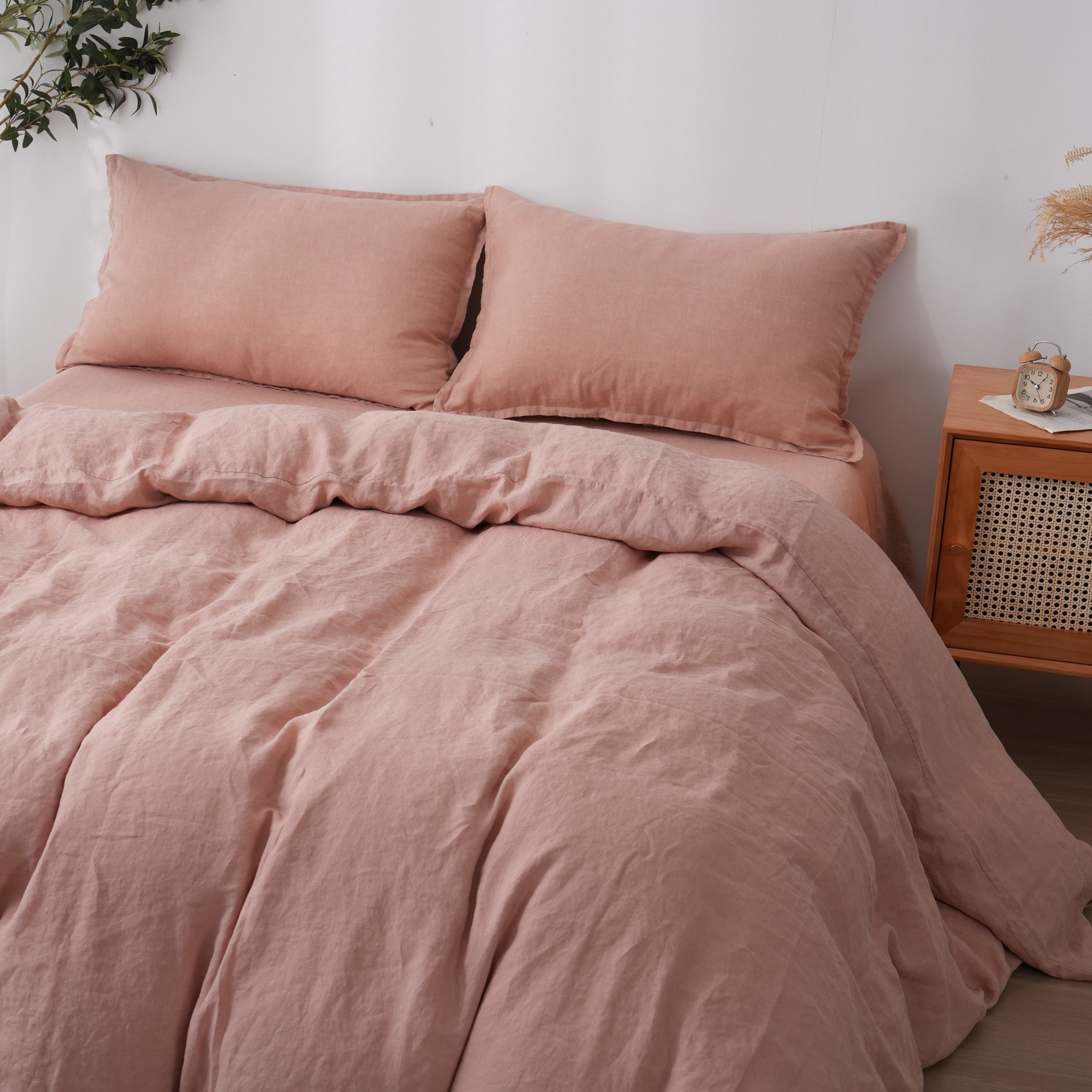 Linen Duvet Cover + Pillowcases - Pink Clay