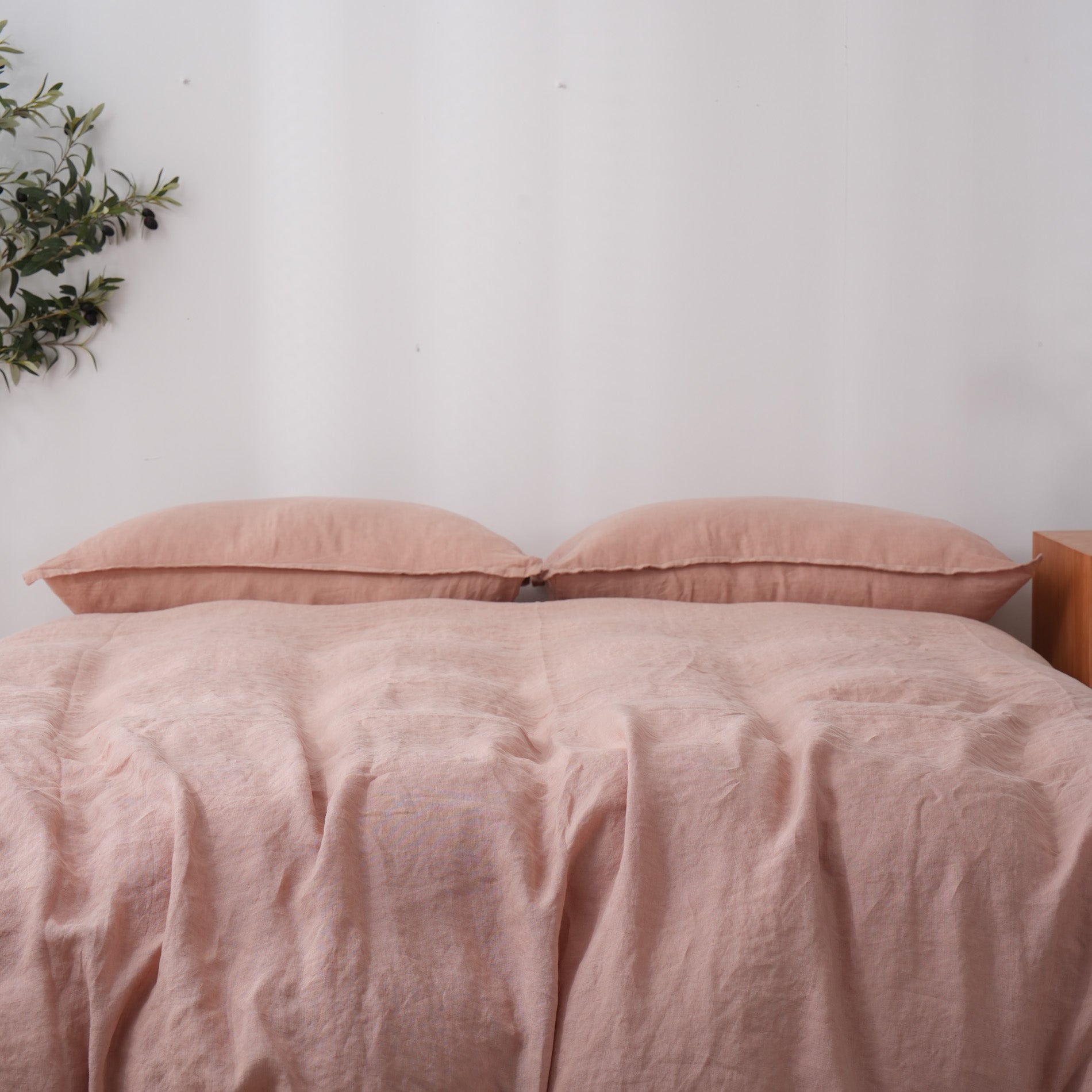 Linen Duvet Cover + Pillowcases - Pink Clay