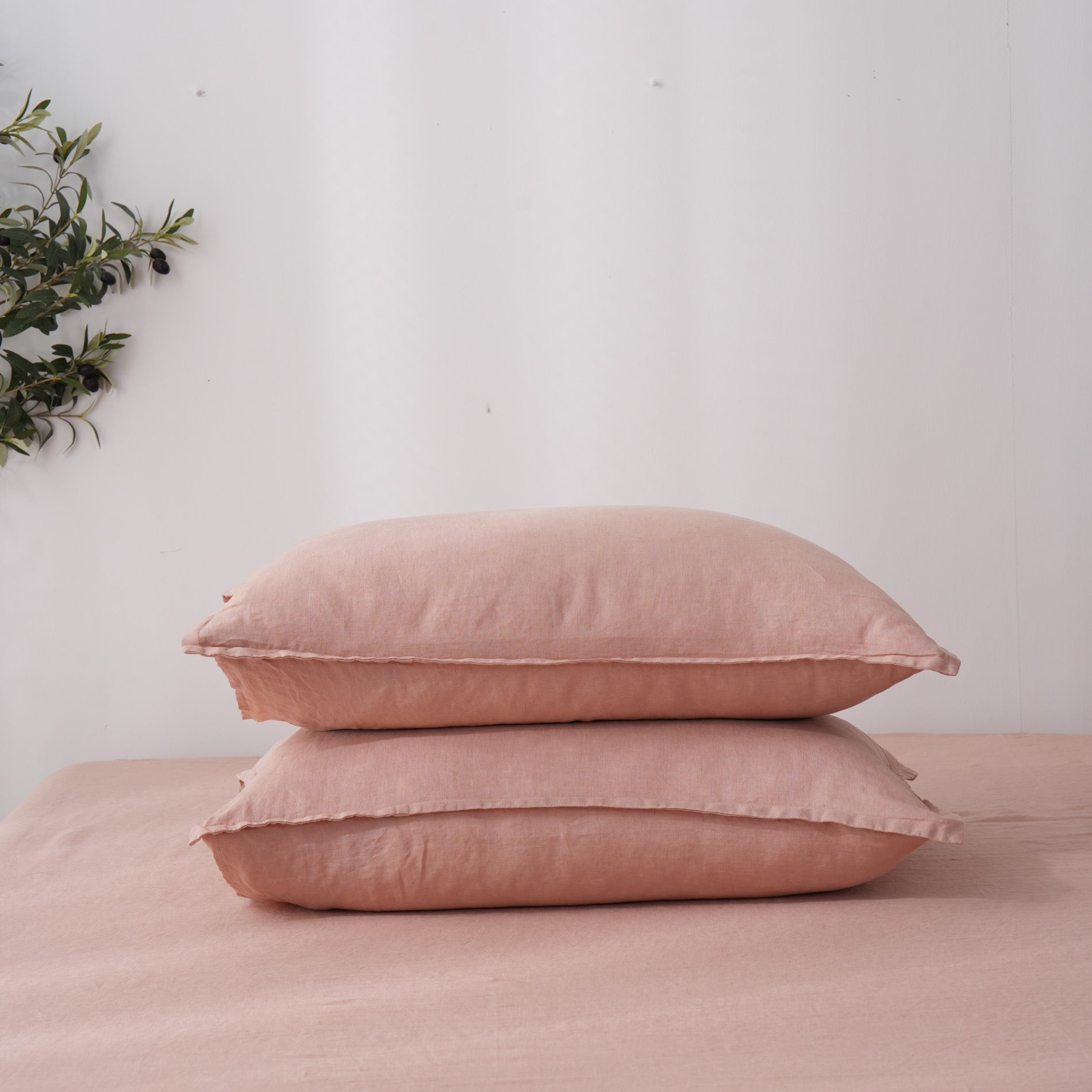 Linen Duvet Cover + Pillowcases - Pink Clay