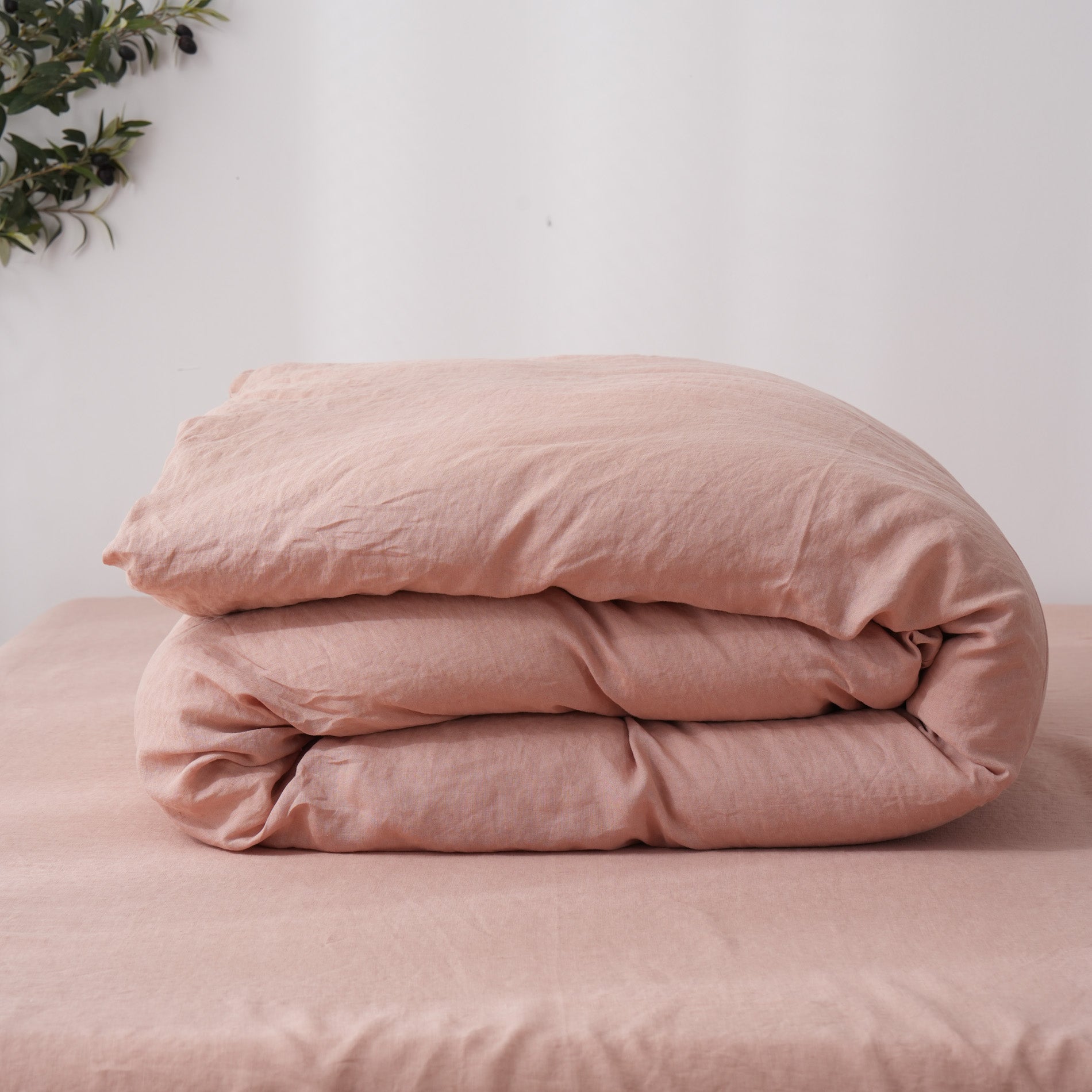 Linen Duvet Cover + Pillowcases - Pink Clay