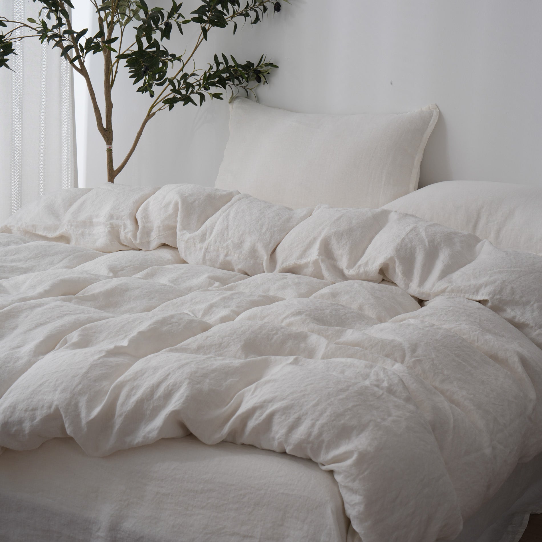 Linen Duvet Cover + Pillowcases - Cloud