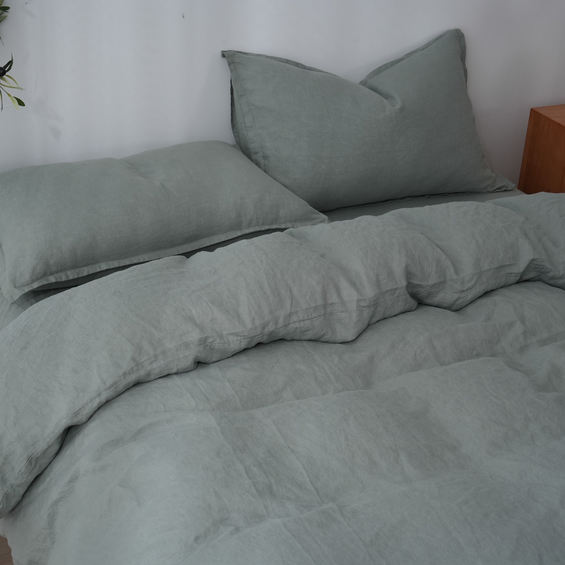 Linen Duvet Cover + Pillowcases - Sage