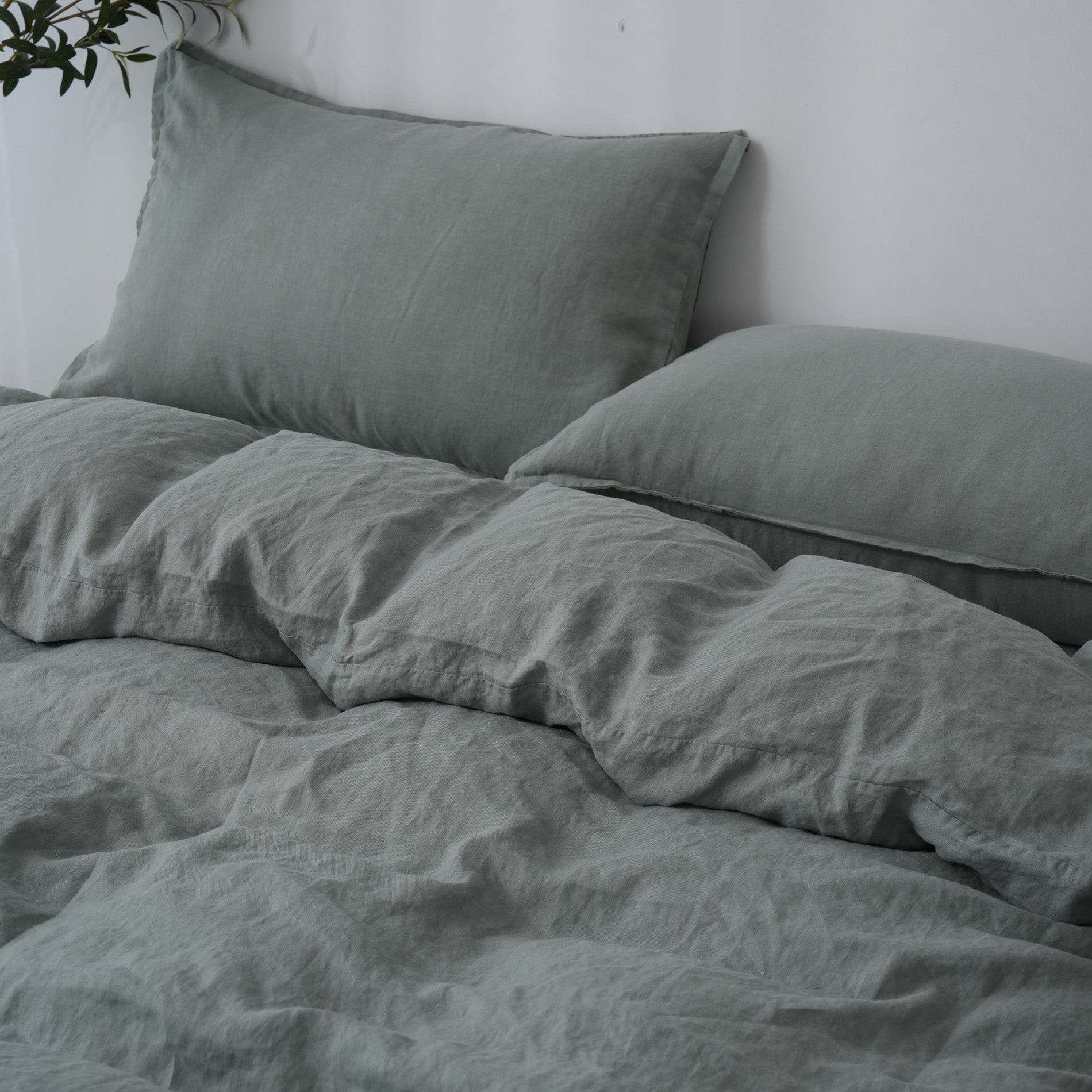 Linen Duvet Cover + Pillowcases - Sage