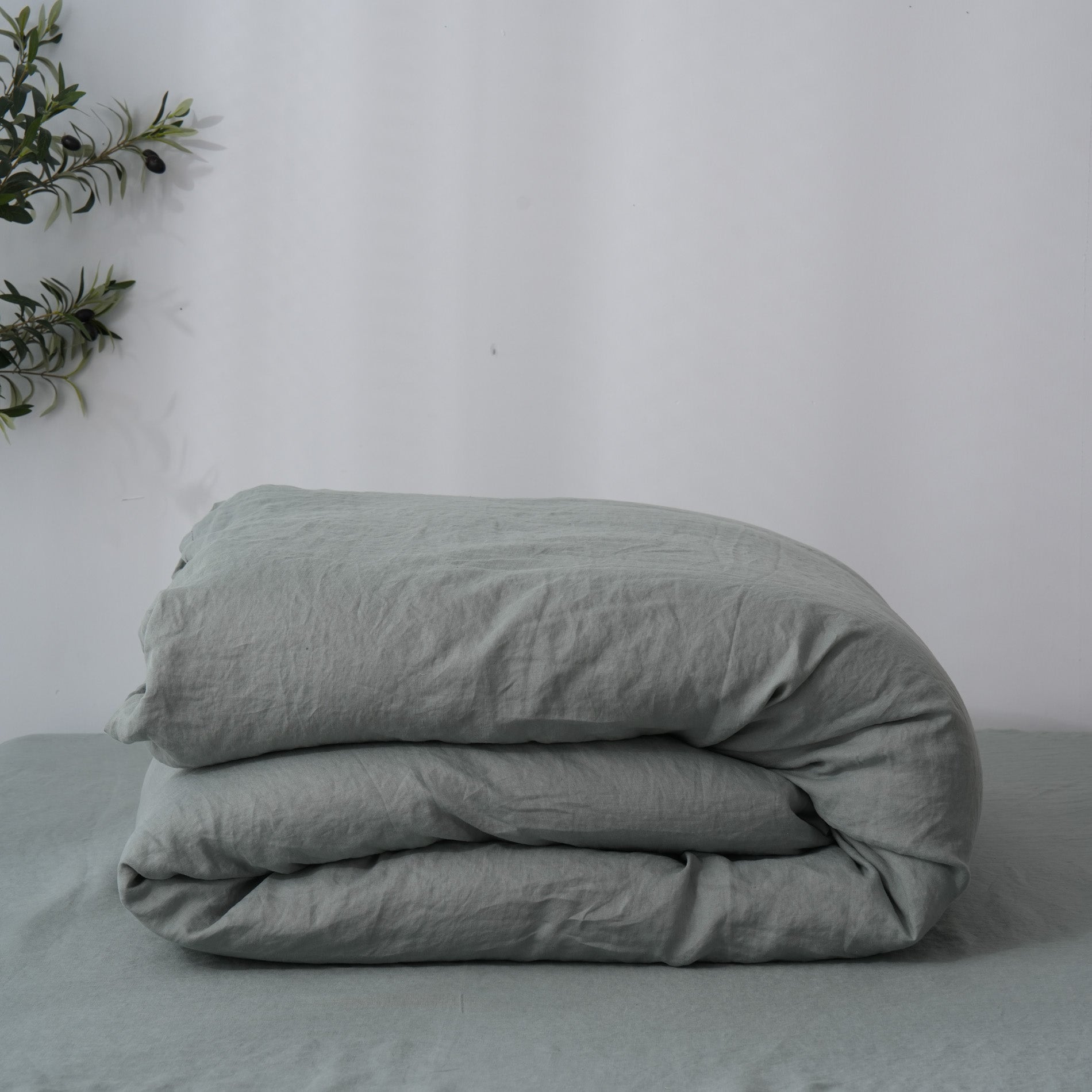 Linen Duvet Cover + Pillowcases - Sage