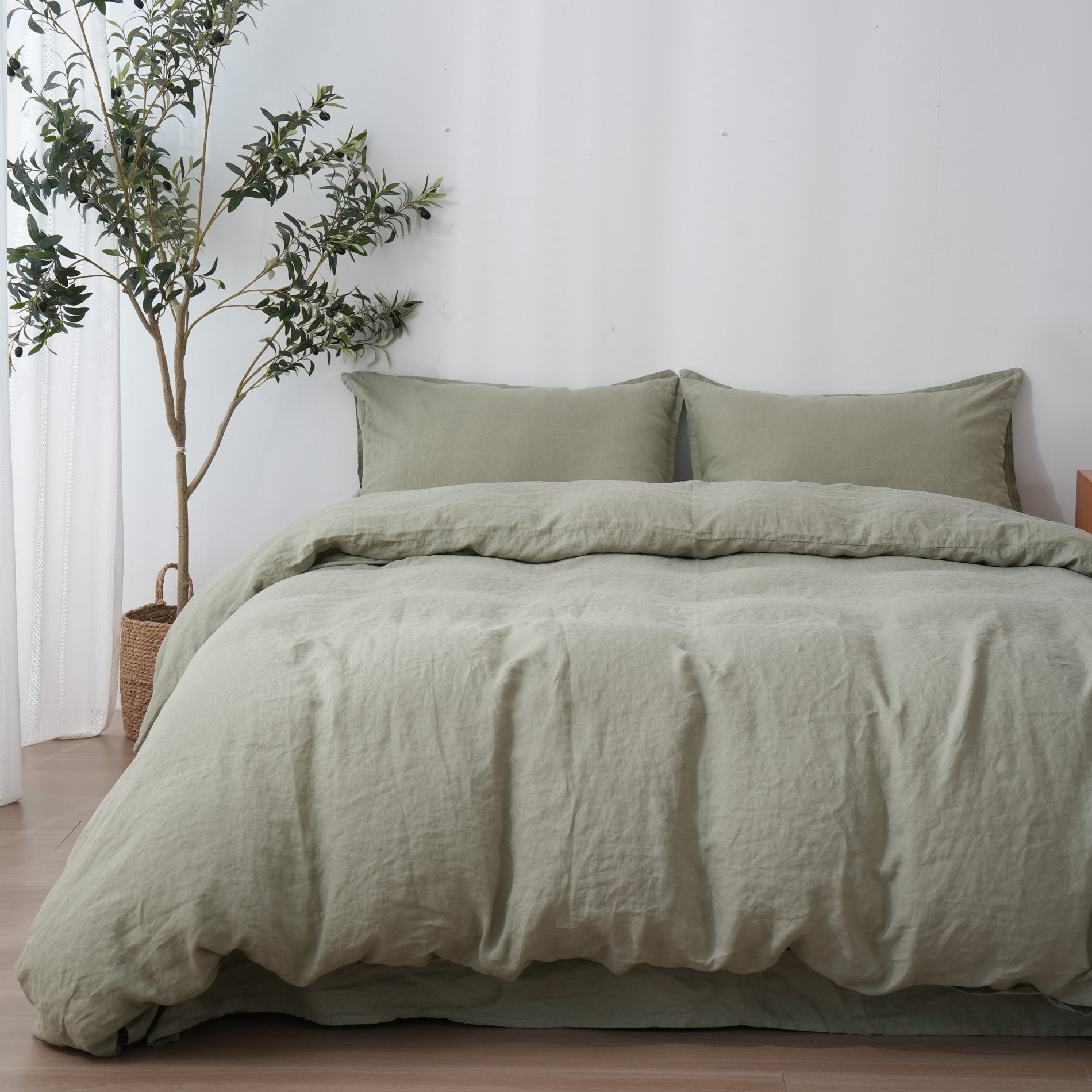 Linen Duvet Cover + Pillowcases - Fern