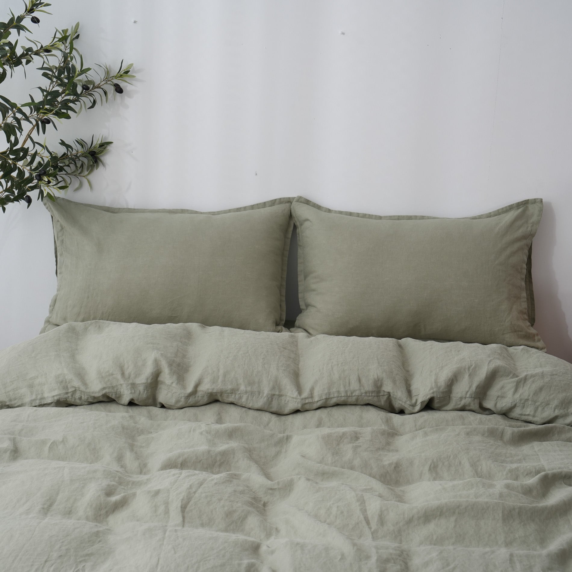 Linen Duvet Cover + Pillowcases - Fern