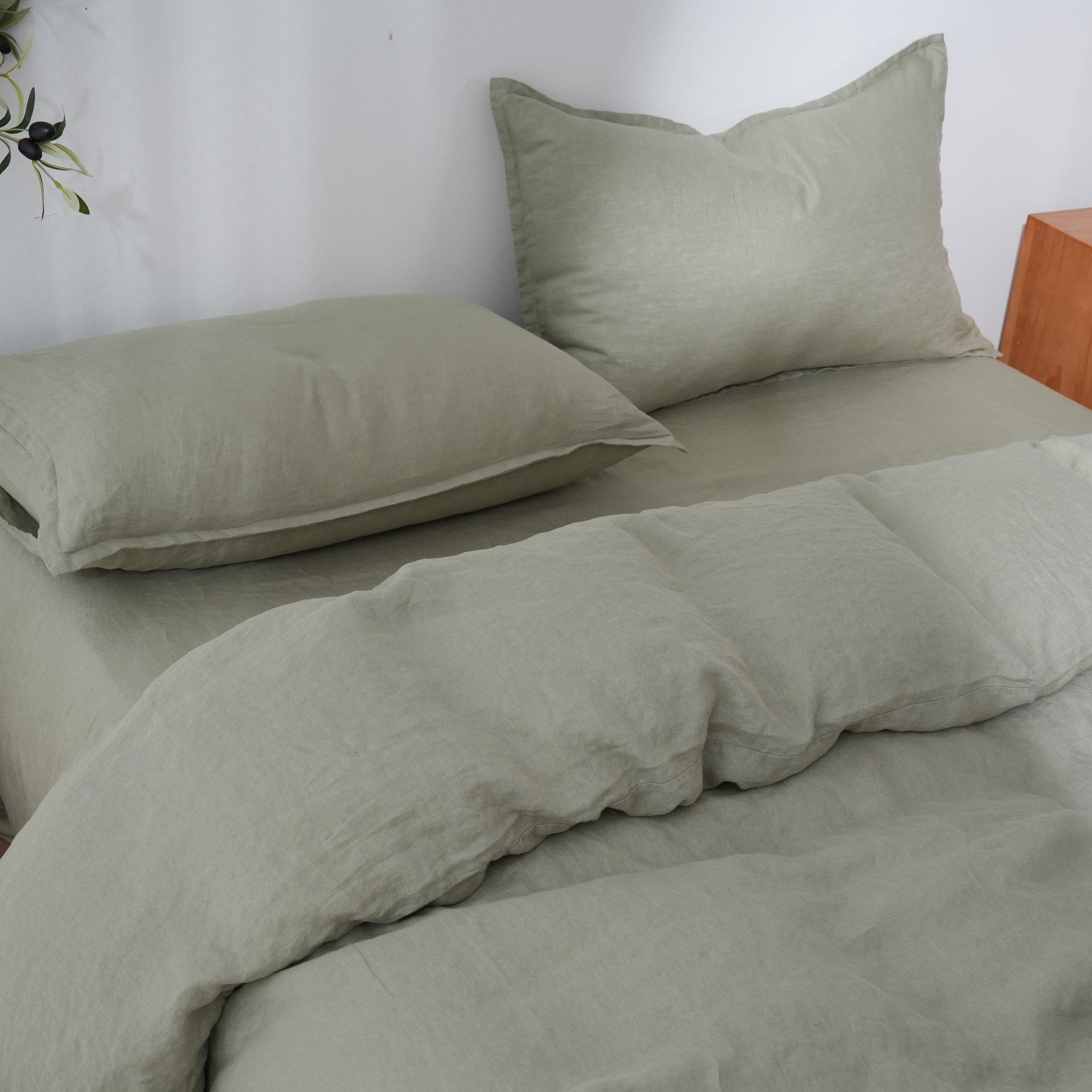 Linen Duvet Cover + Pillowcases - Fern