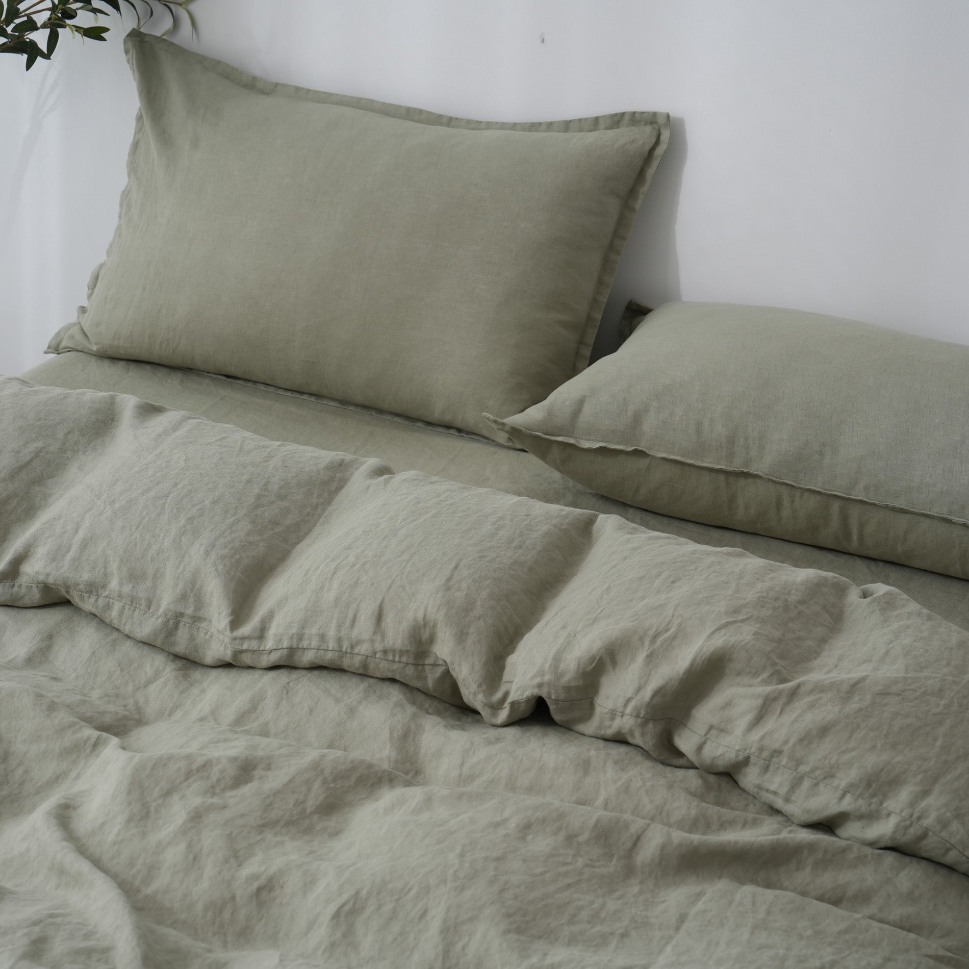 Linen Duvet Cover + Pillowcases - Fern