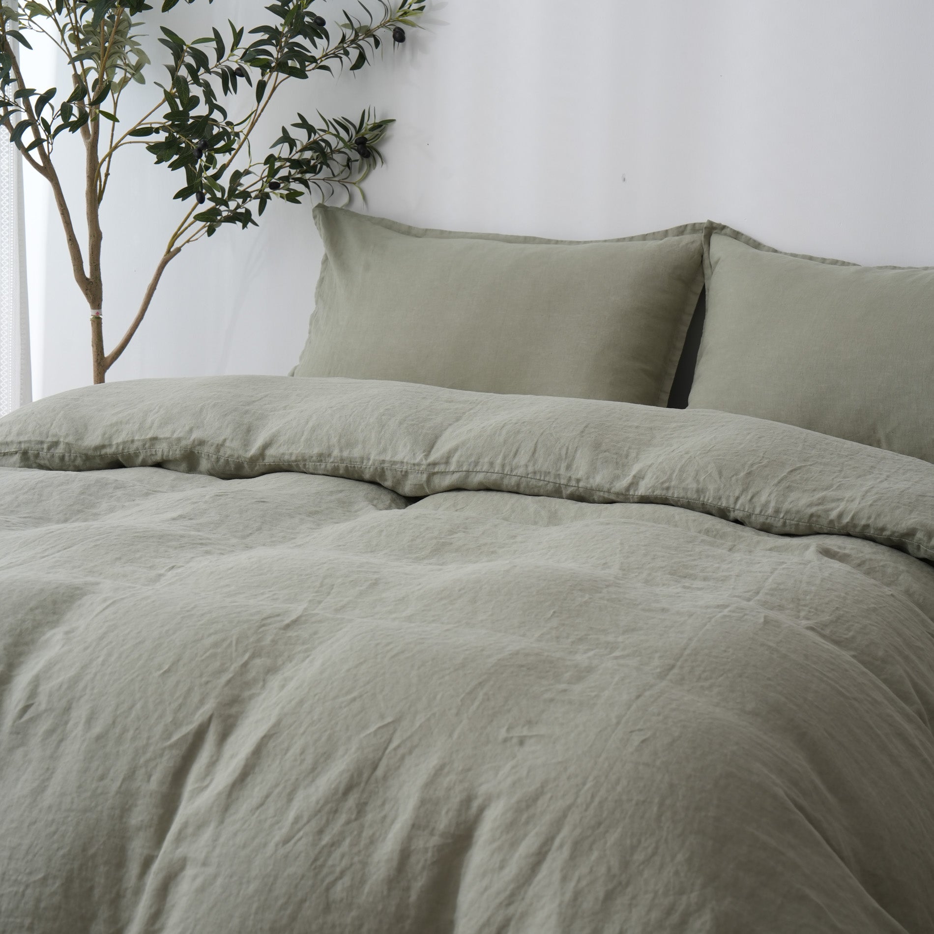 Linen Duvet Cover + Pillowcases - Fern