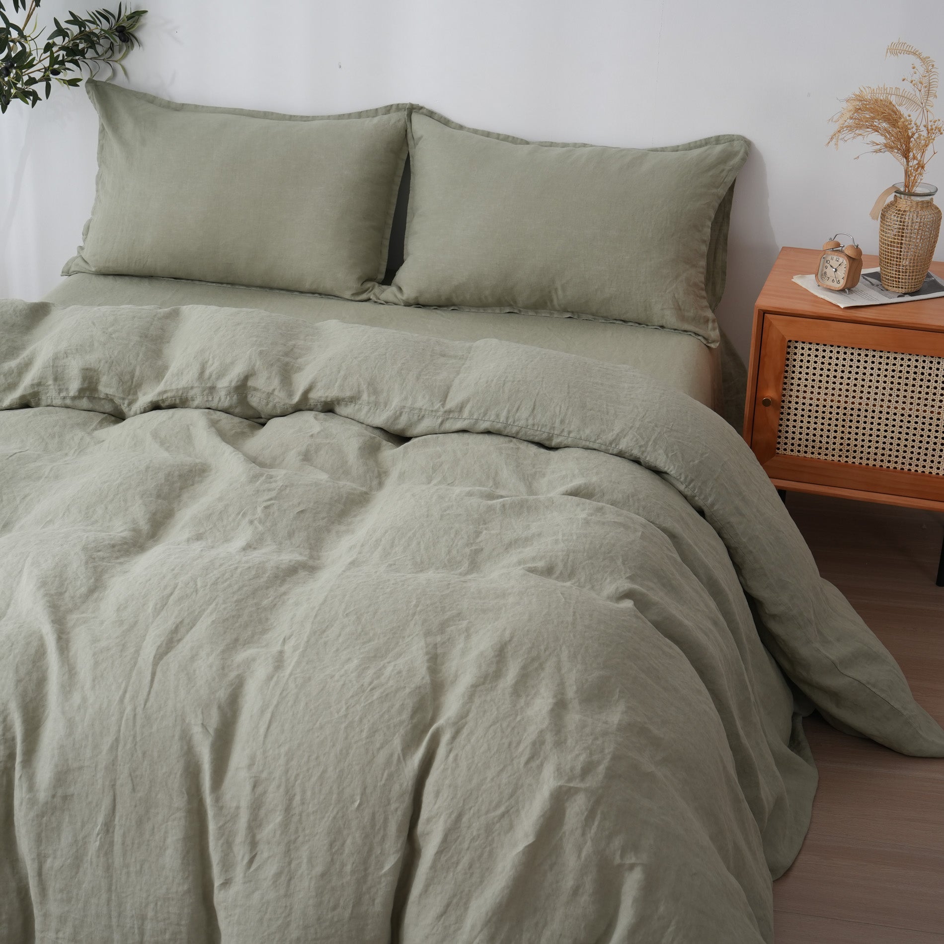 Linen Duvet Cover + Pillowcases - Fern