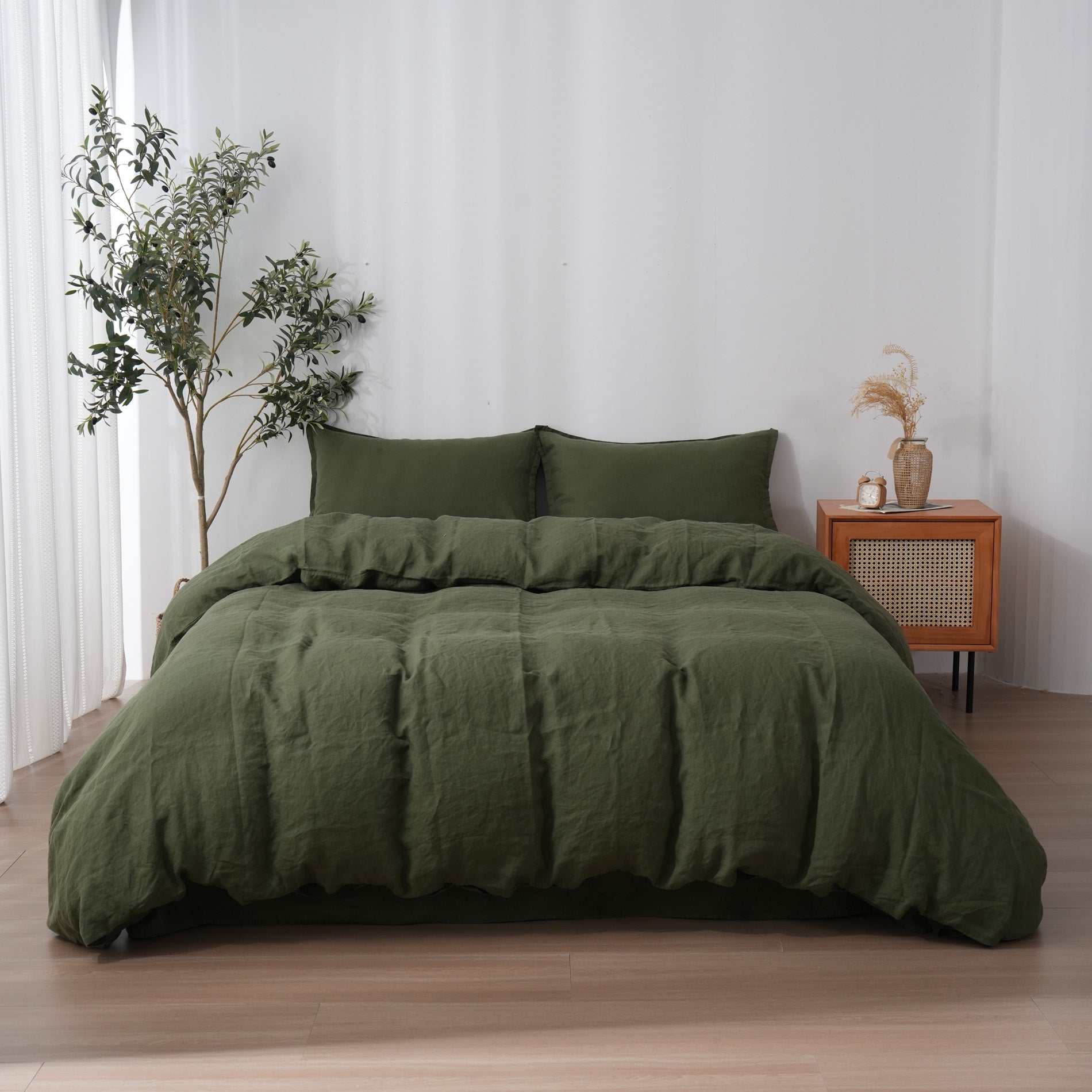 Linen Duvet Cover + Pillowcases - Forest