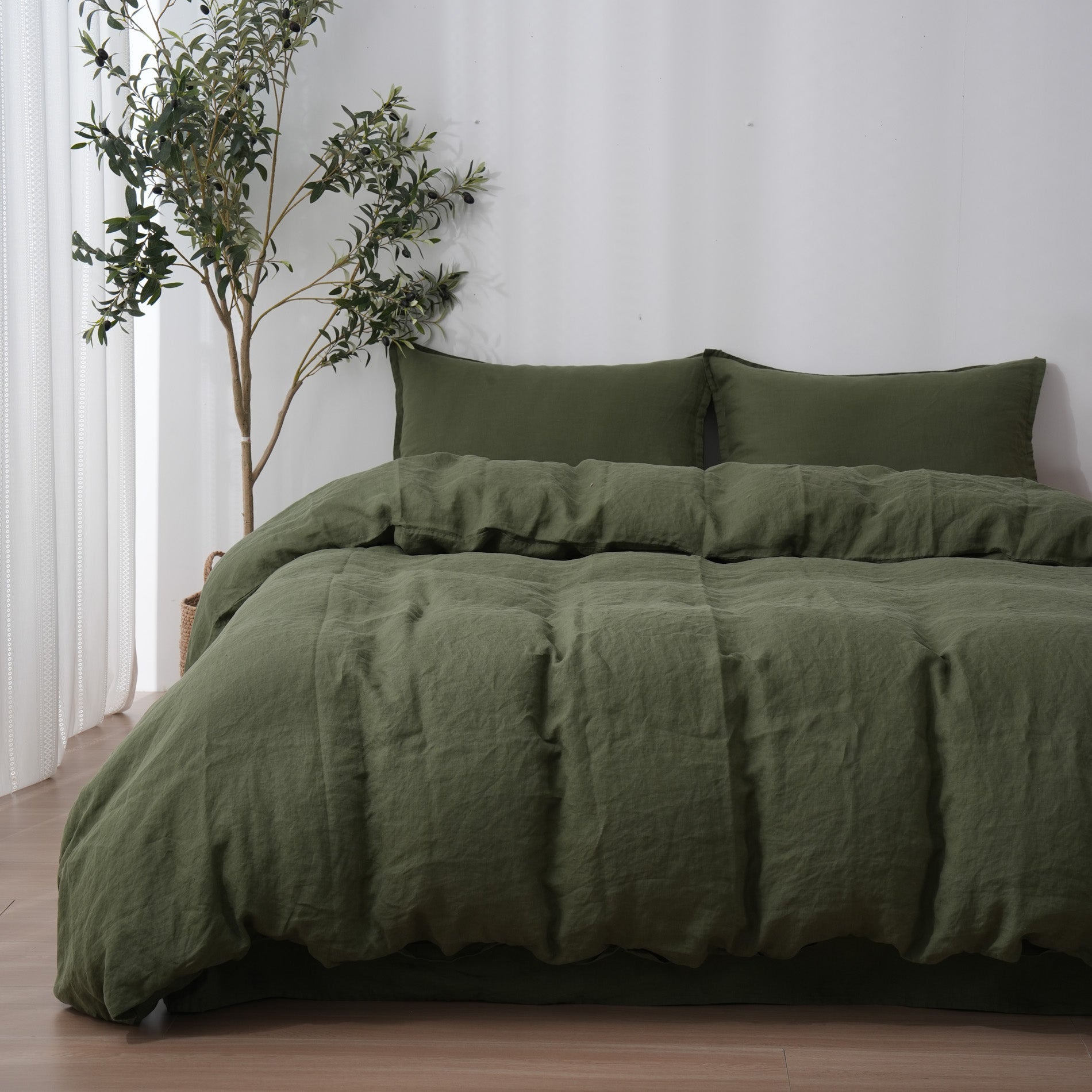Linen Duvet Cover + Pillowcases - Forest