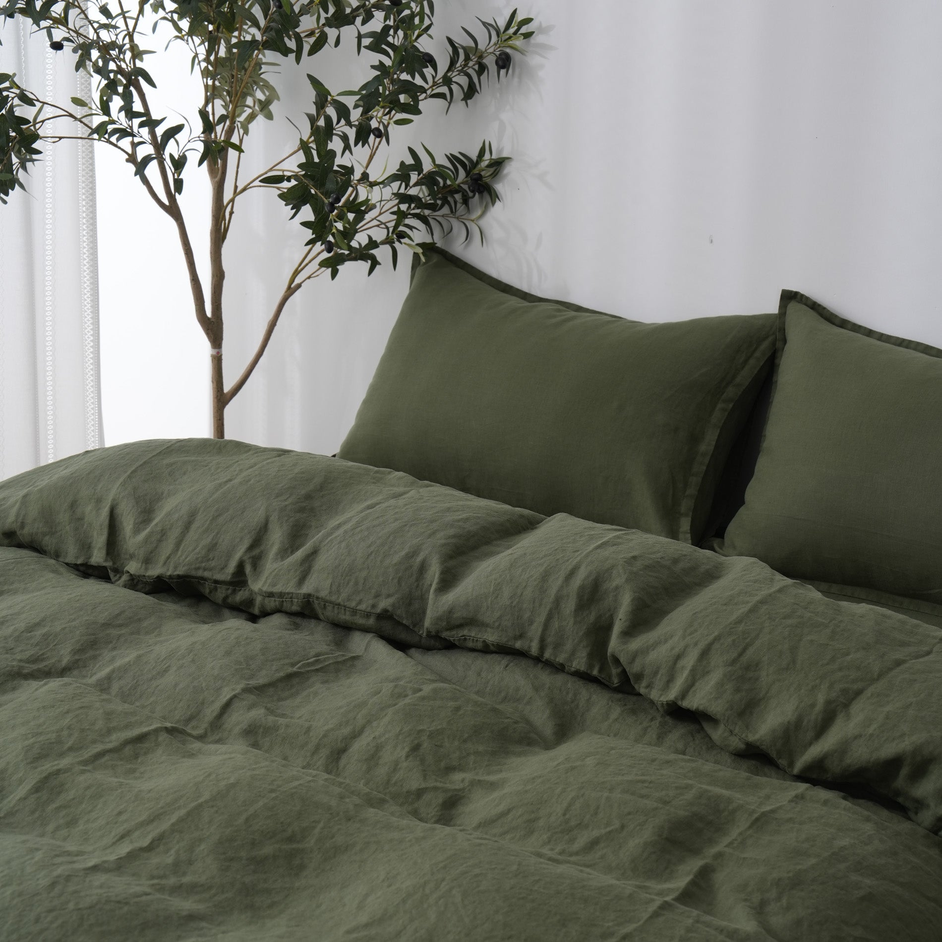 Linen Duvet Cover + Pillowcases - Forest