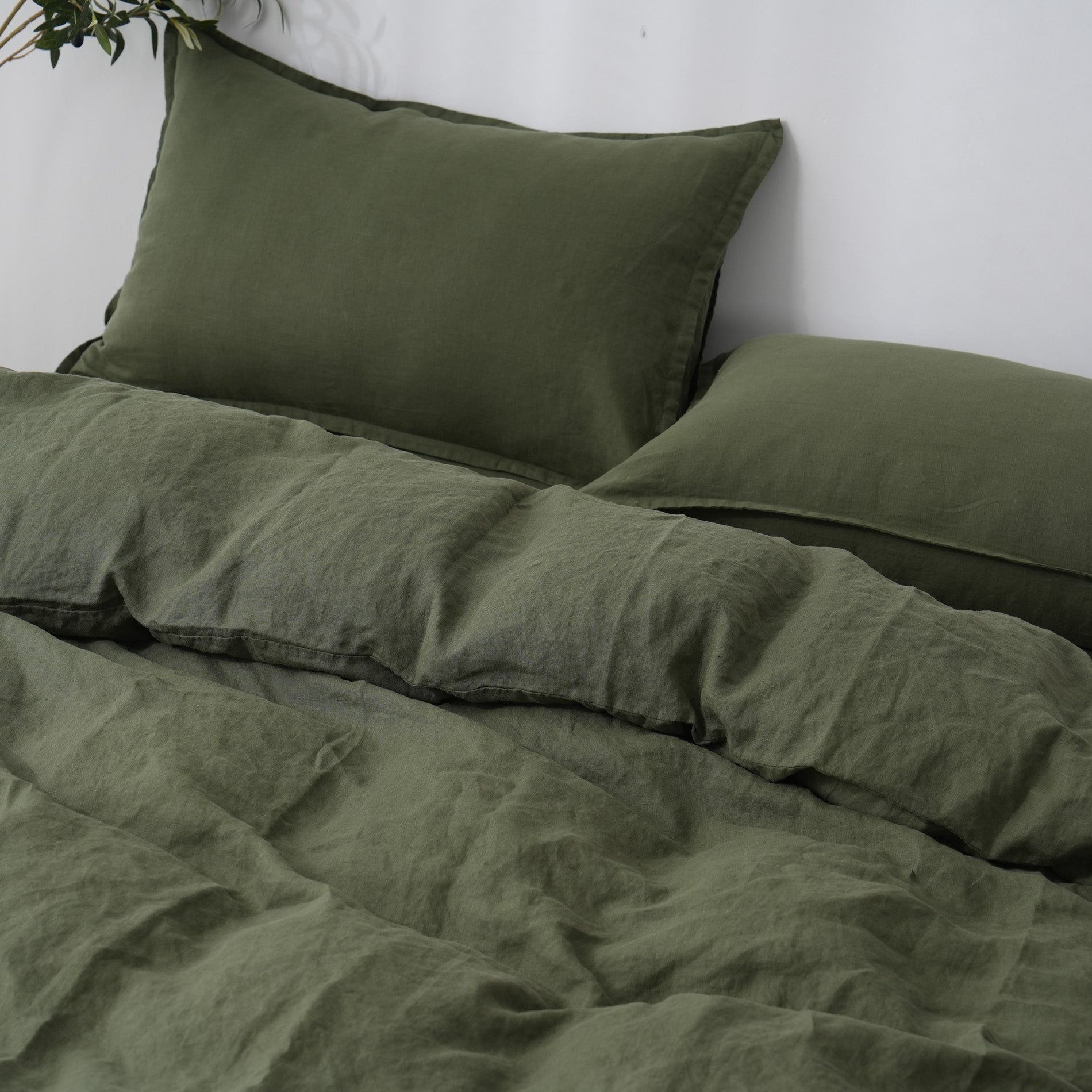 Linen Duvet Cover + Pillowcases - Forest