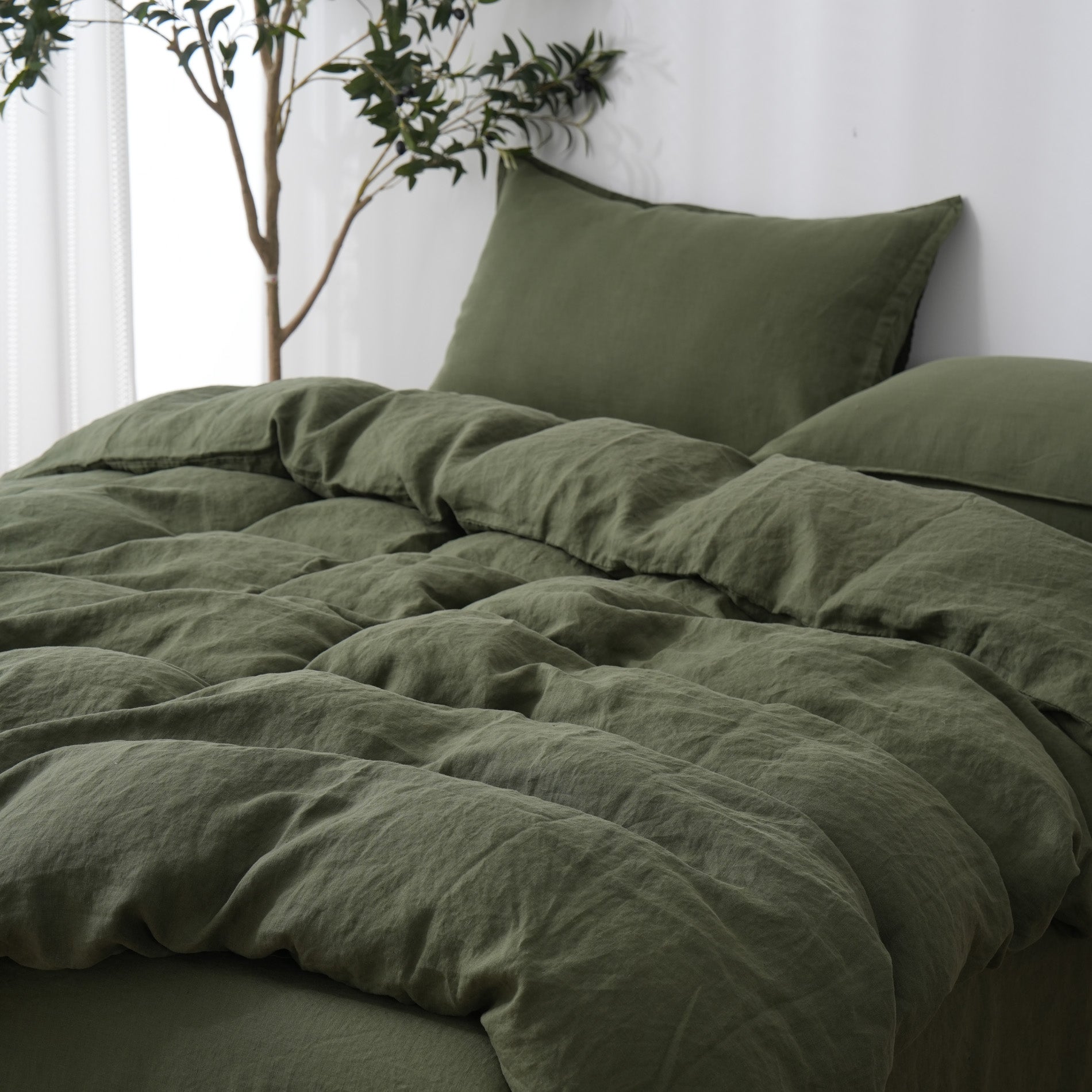 Linen Duvet Cover + Pillowcases - Forest