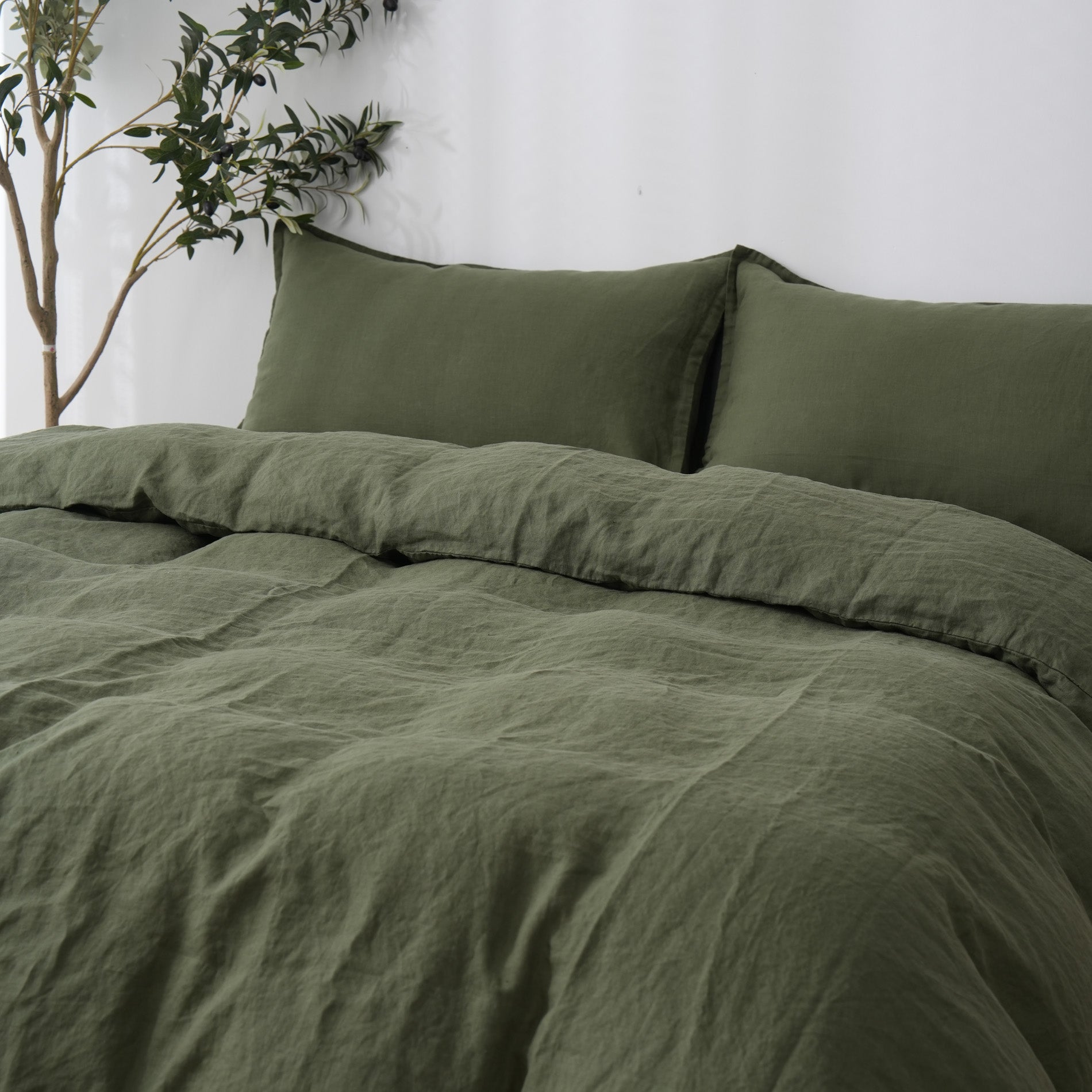 Linen Duvet Cover + Pillowcases - Forest