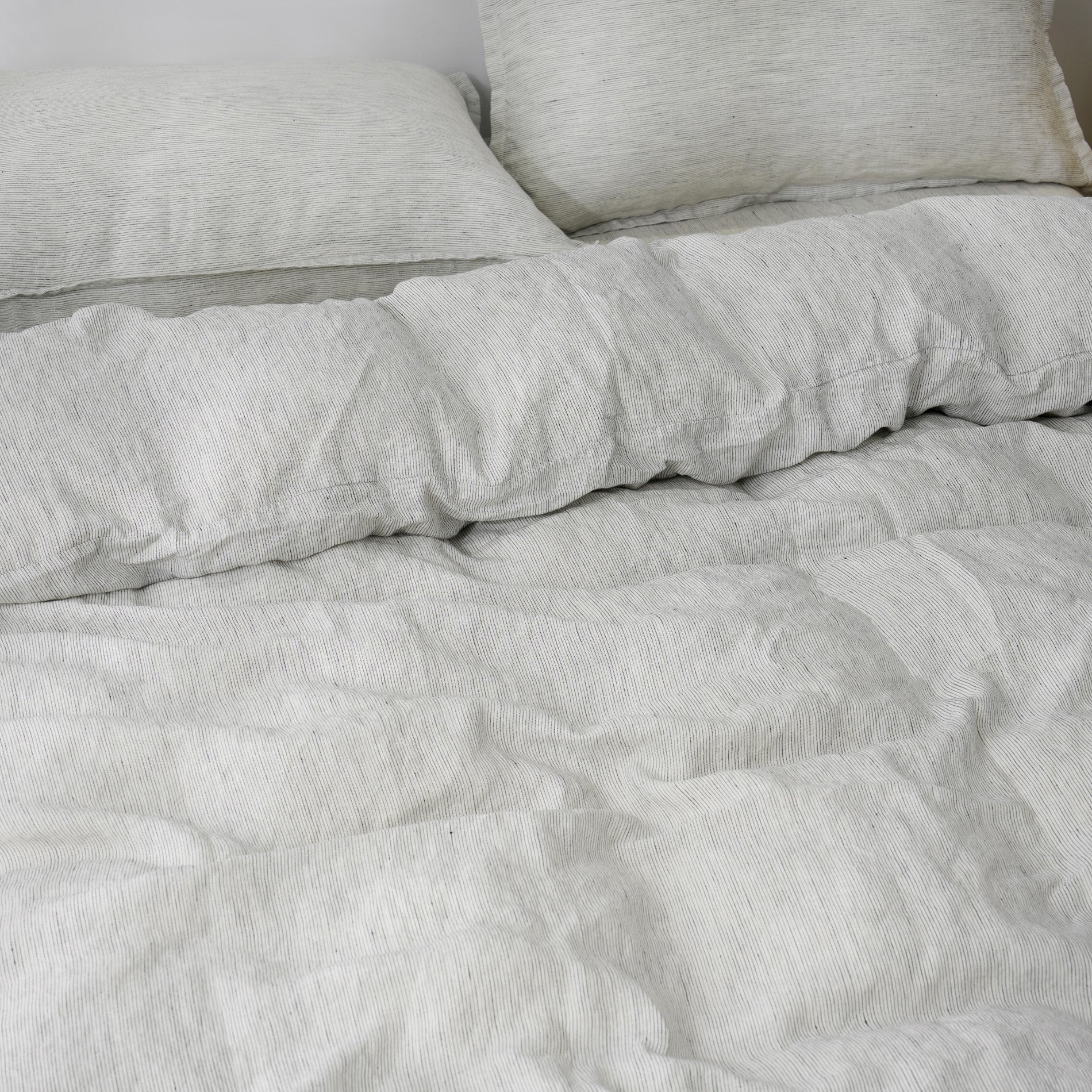Linen Duvet Cover + Pillowcases - Pinstripe