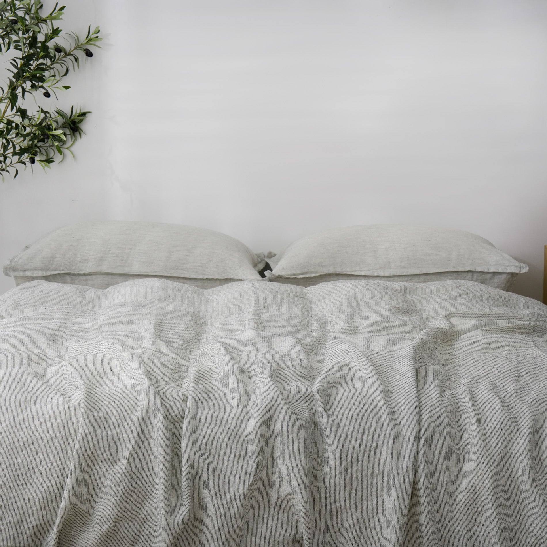 Linen Duvet Cover + Pillowcases - Pinstripe