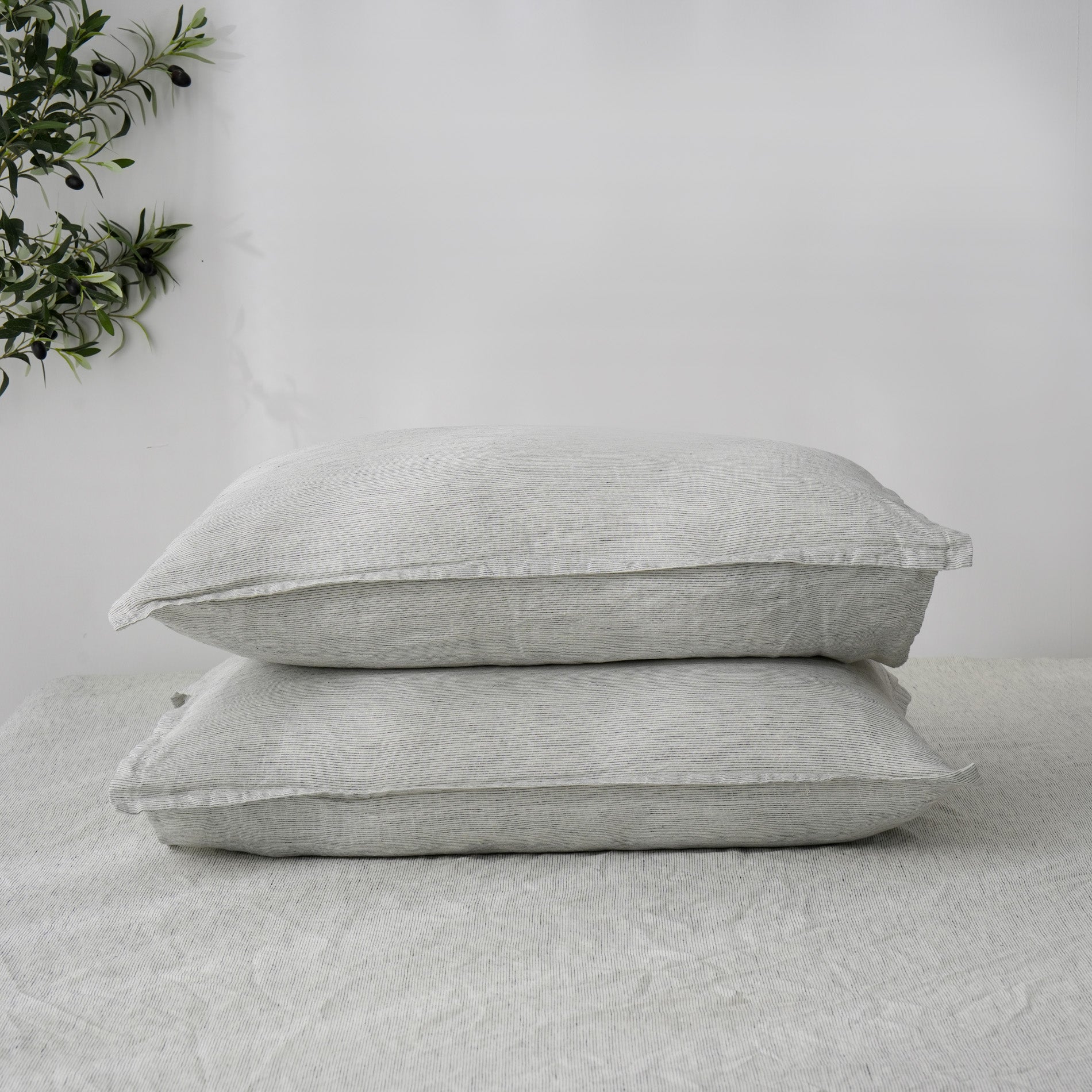 Linen Duvet Cover + Pillowcases - Pinstripe