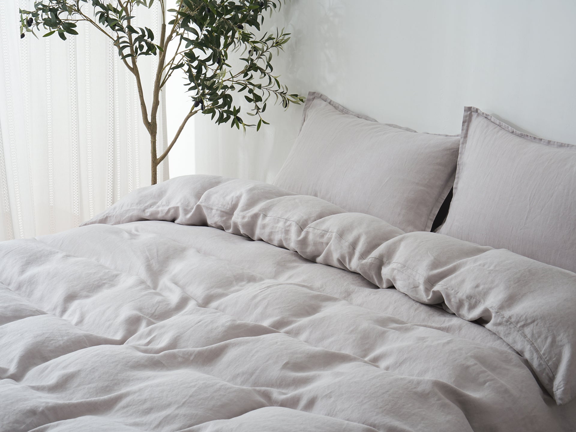 Linen Duvet Cover + Pillowcases - Mist