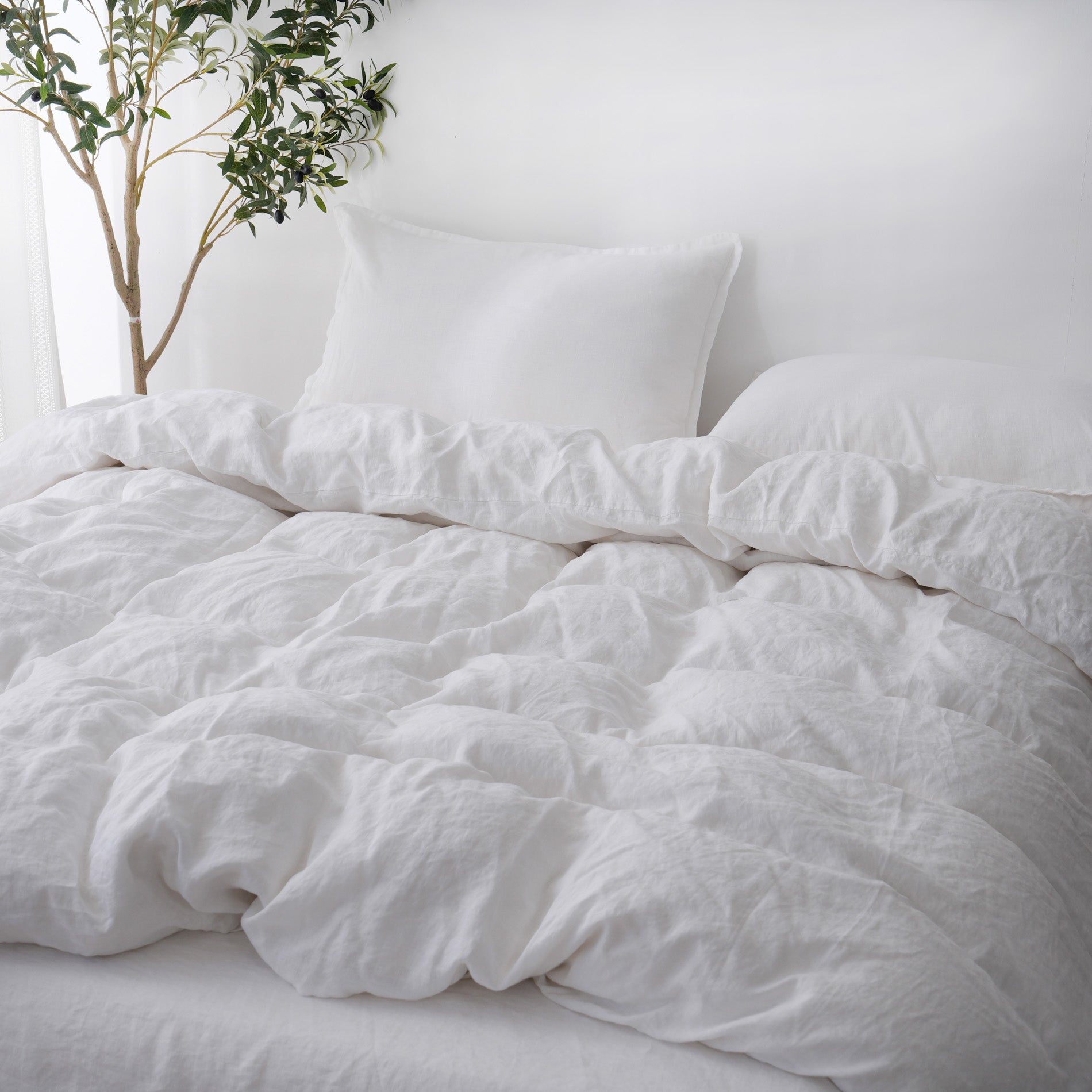 Linen Duvet Cover + Pillowcases - Snow