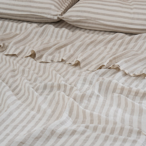 SAND STRIPE - Sheet Set - 100% French Flax Linen