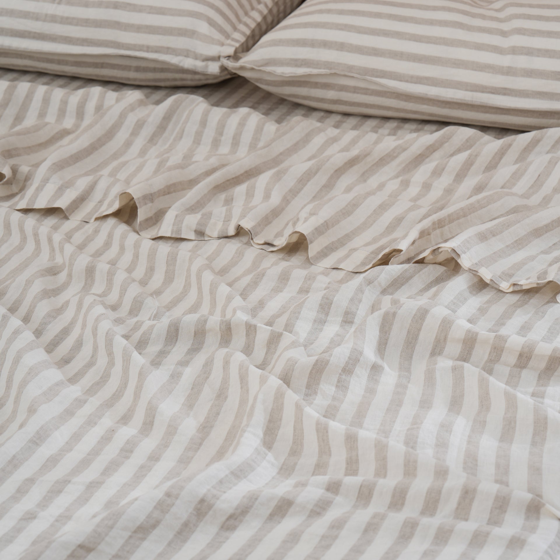 Linen Sheet Set - Sand Stripe