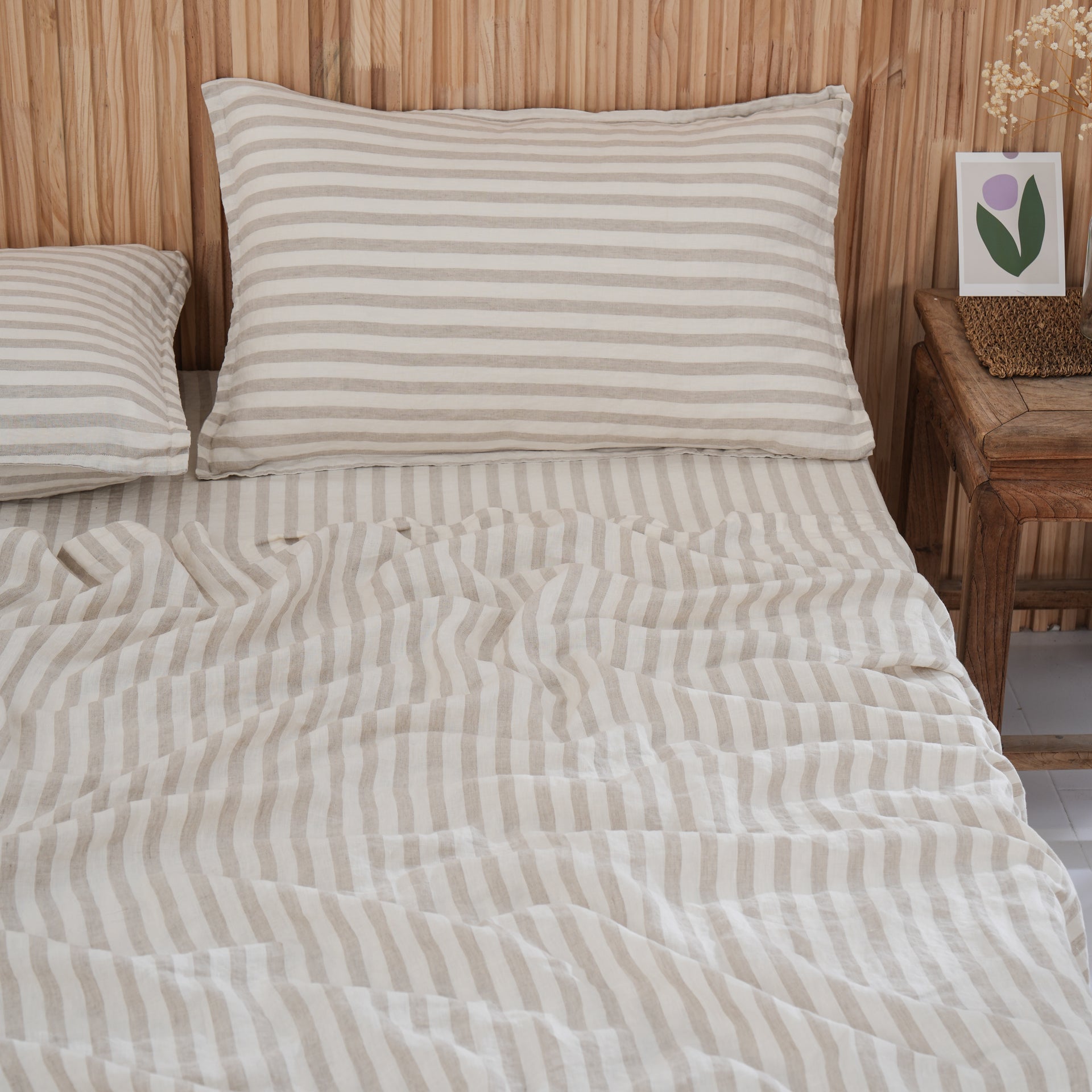 Linen Sheet Set - Sand Stripe