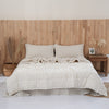 Quilted Linen Blanket - Cloud + Sand Stripe